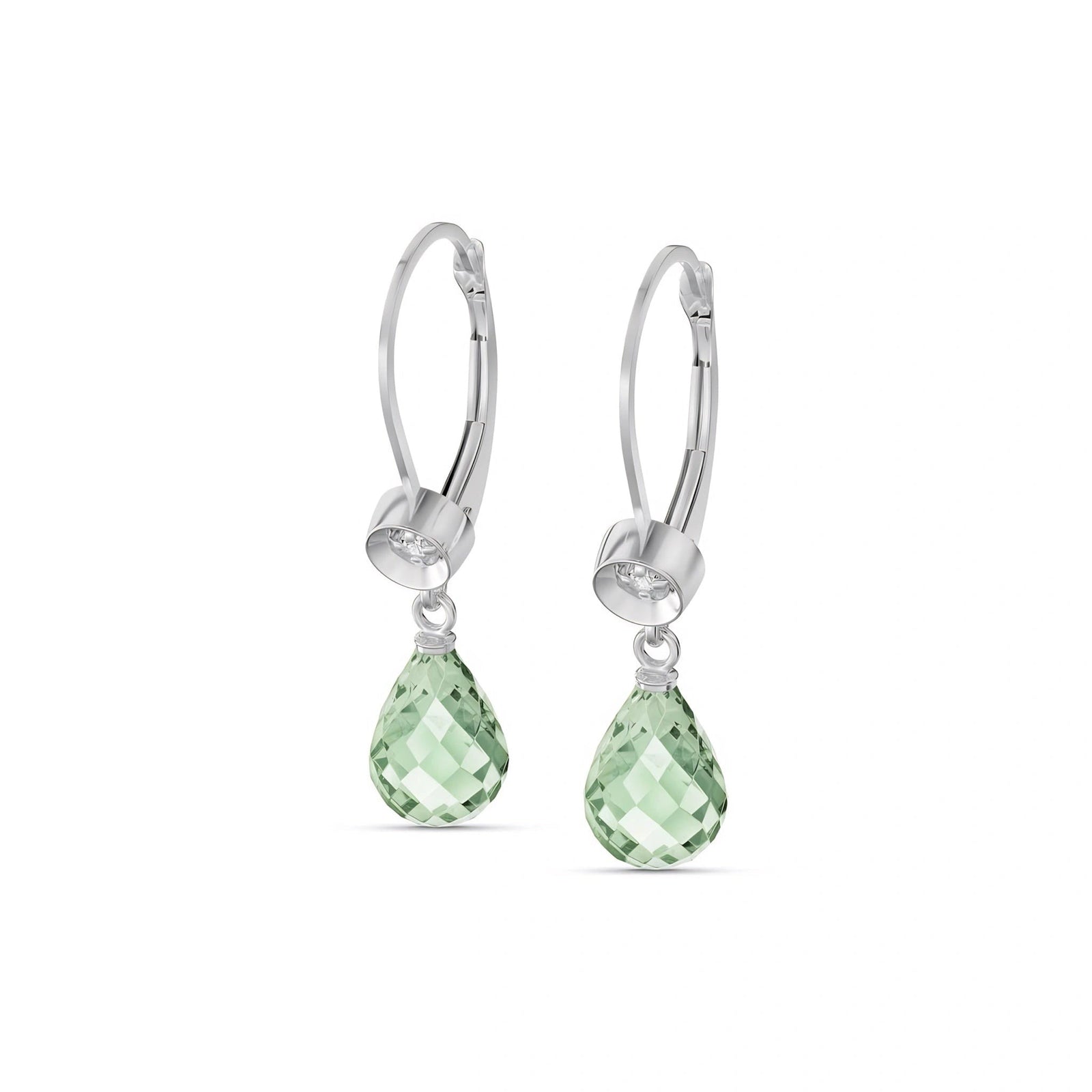 White Gold Earrings Green Amethyst 10K — Giuseppina