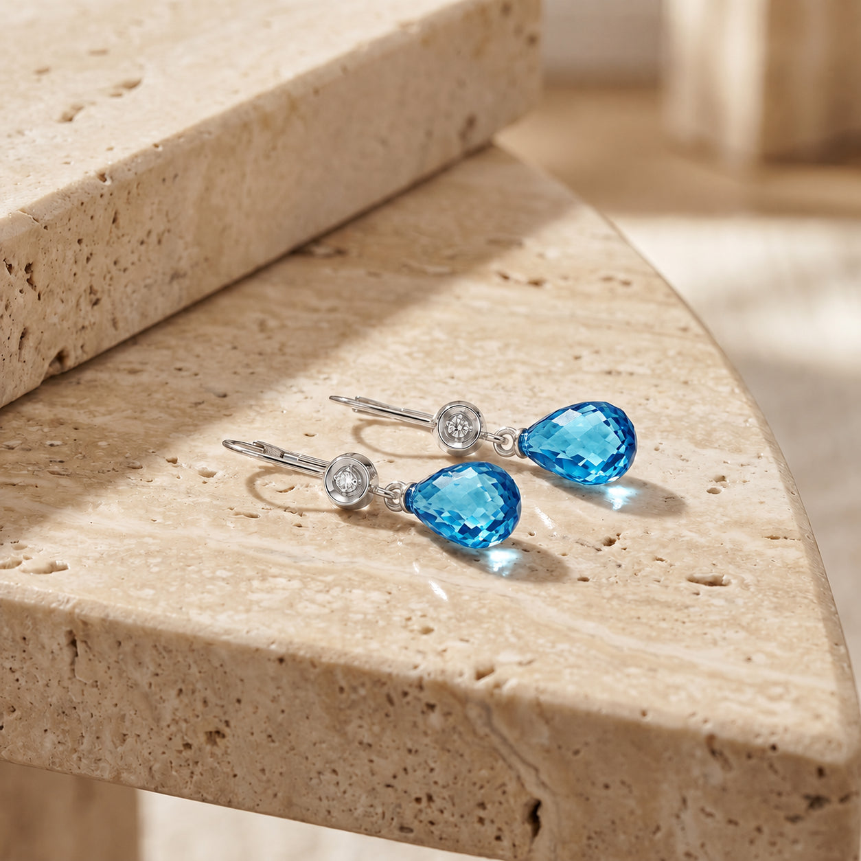 White Gold Earrings Green Amethyst 10K — Giuseppina