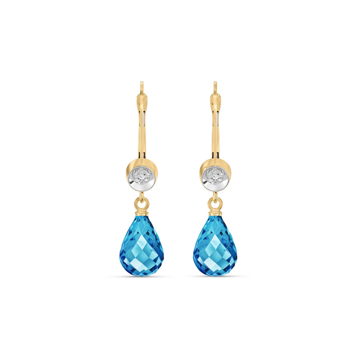 Yellow Gold Earrings Green Amethyst 10K — Giuseppina