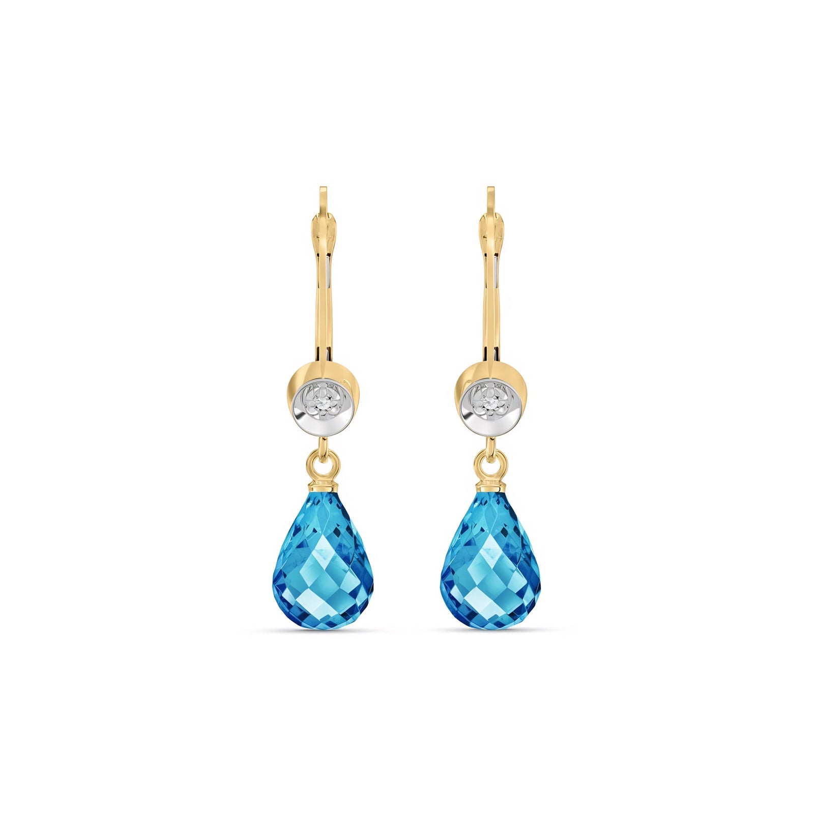 Yellow Gold Earrings Green Amethyst 10K — Giuseppina
