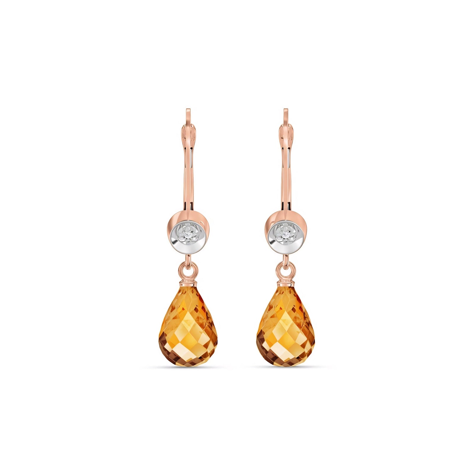 Rose Gold Earrings White Topaz 10K — Giuseppina