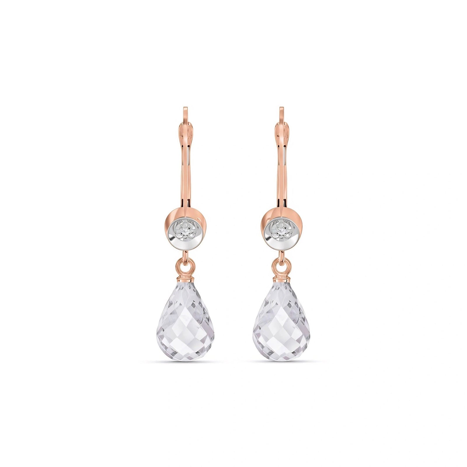 Rose Gold Earrings White Topaz 10K — Giuseppina