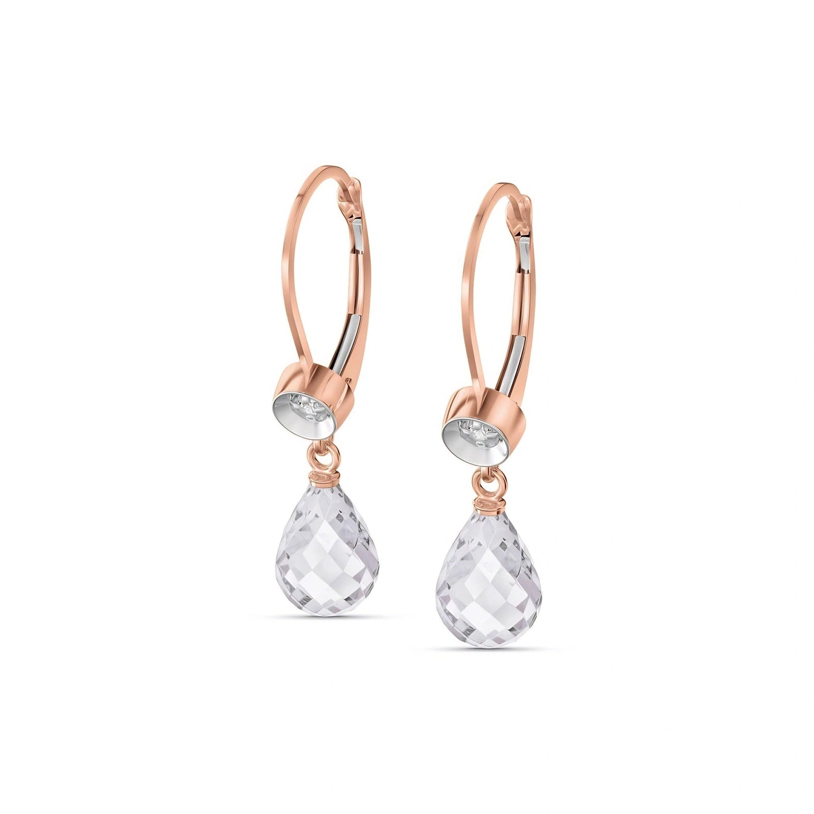 Rose Gold Earrings White Topaz 10K — Giuseppina