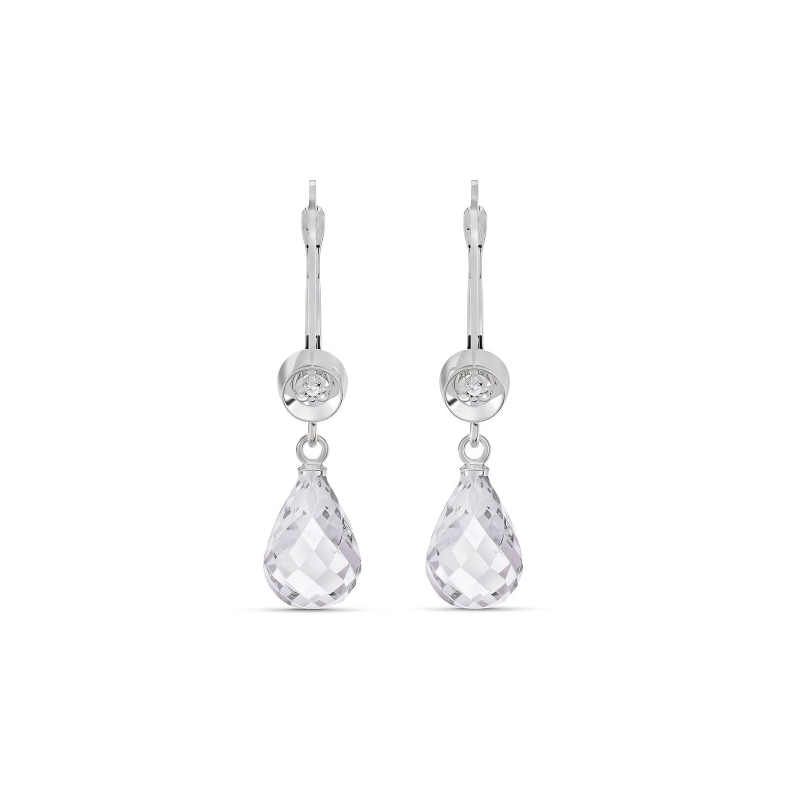 White Gold Earrings White Topaz 10K — Giuseppina