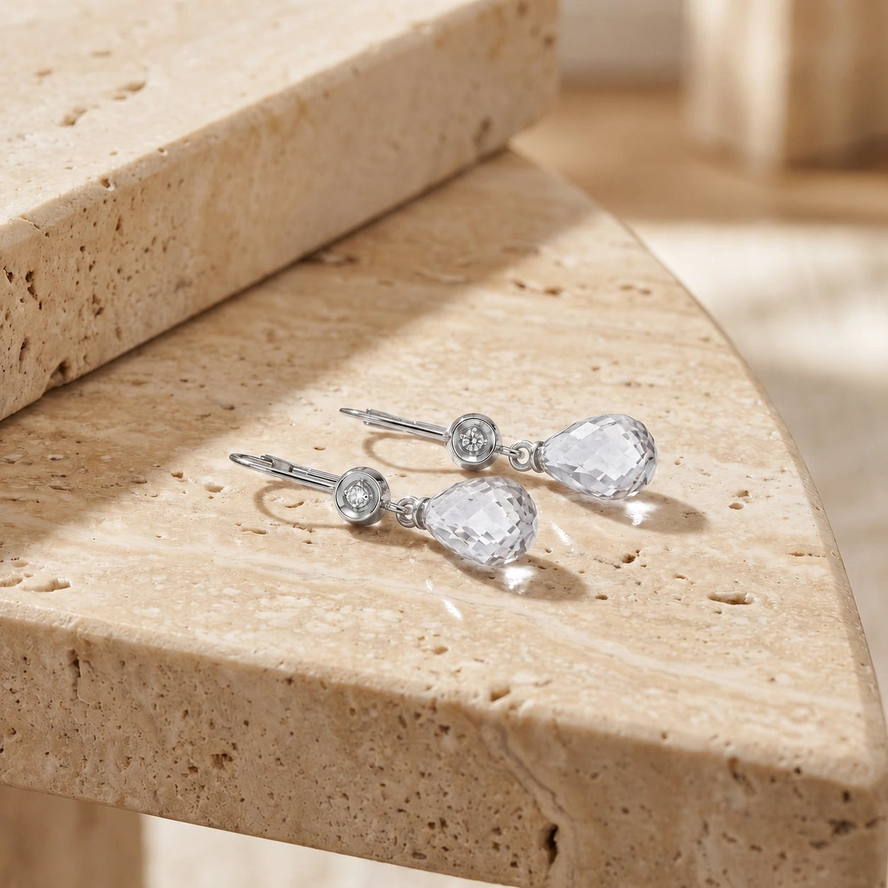 White Gold Earrings White Topaz 10K — Giuseppina