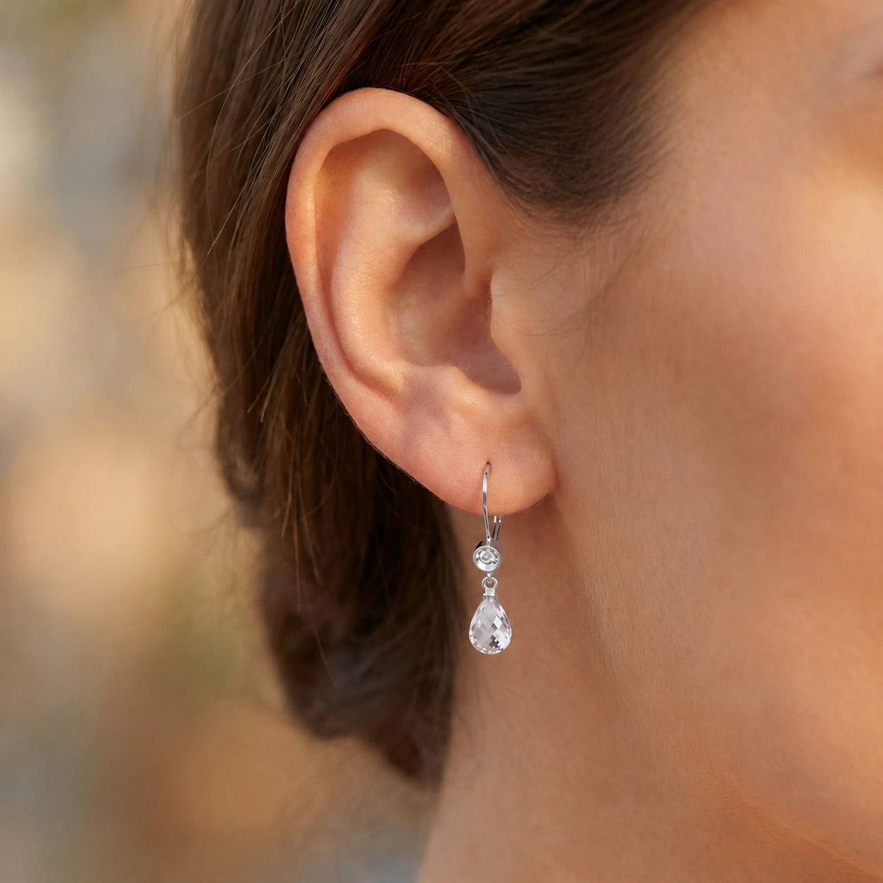 White Gold Earrings White Topaz 10K — Giuseppina