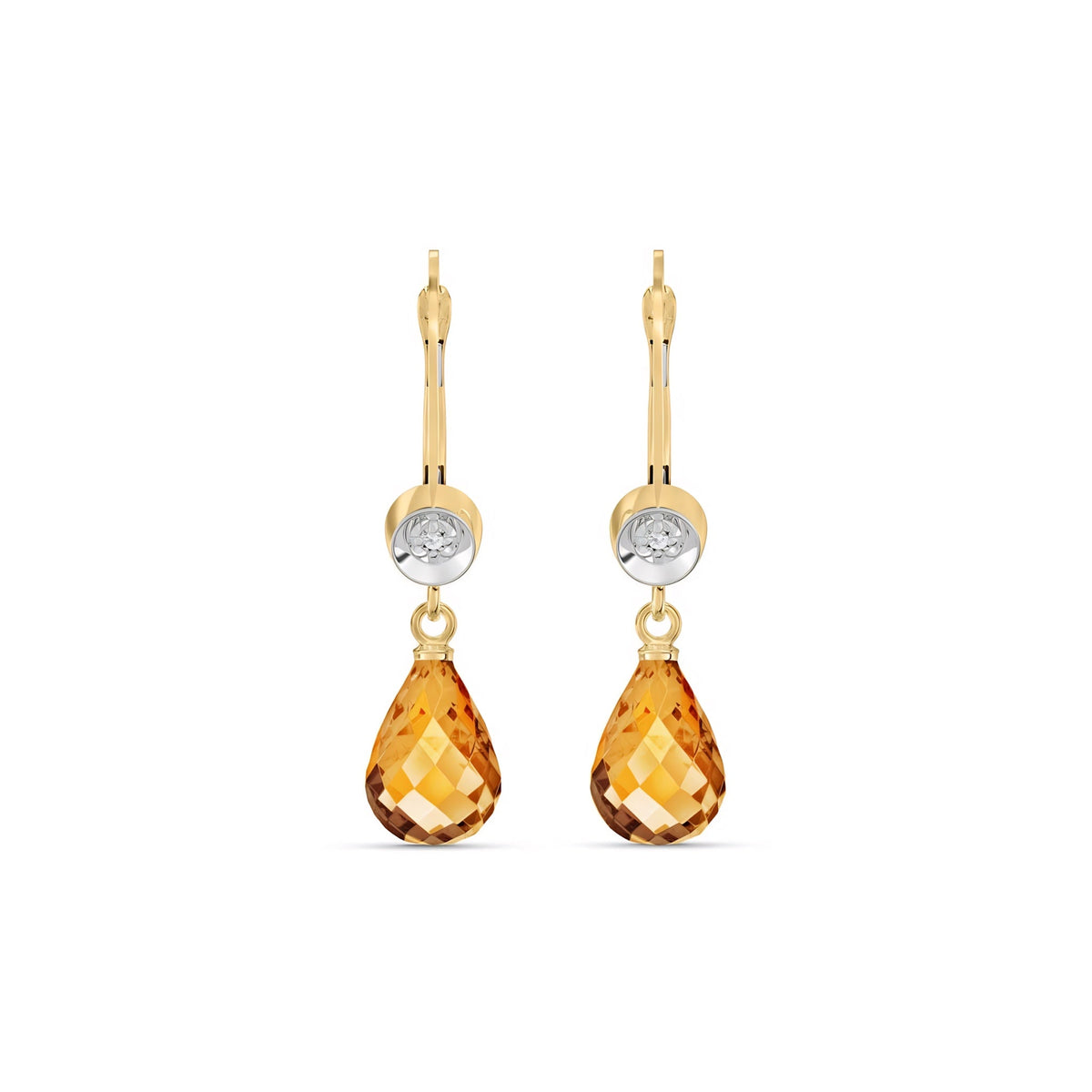 Yellow Gold Earrings White Topaz 10K — Giuseppina