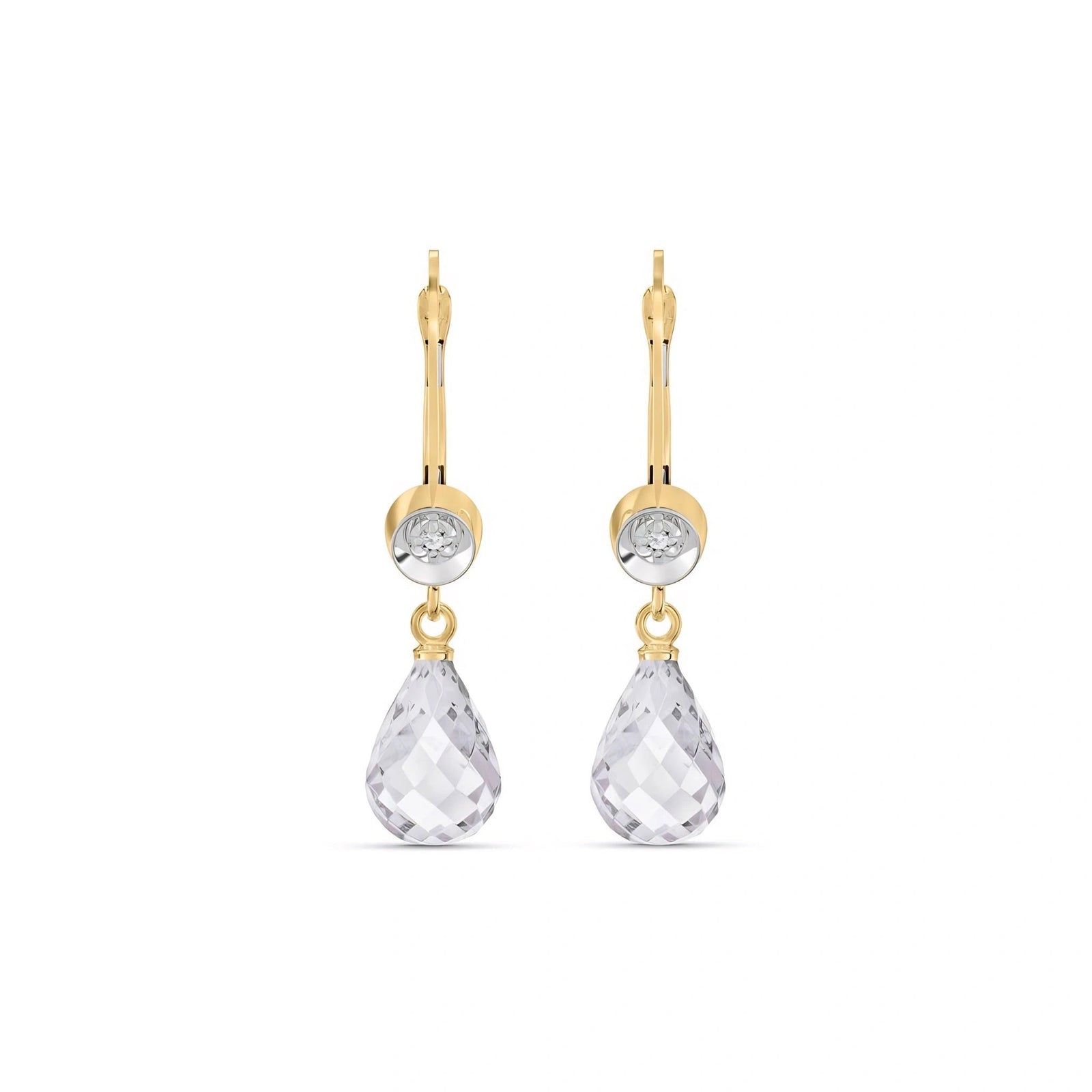 Yellow Gold Earrings White Topaz 10K — Giuseppina