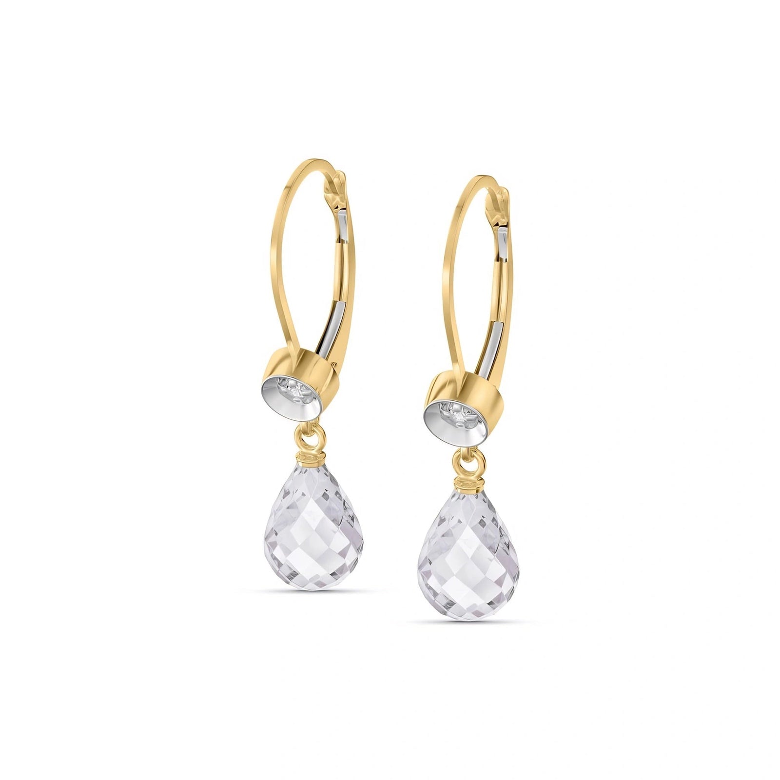 Yellow Gold Earrings White Topaz 10K — Giuseppina