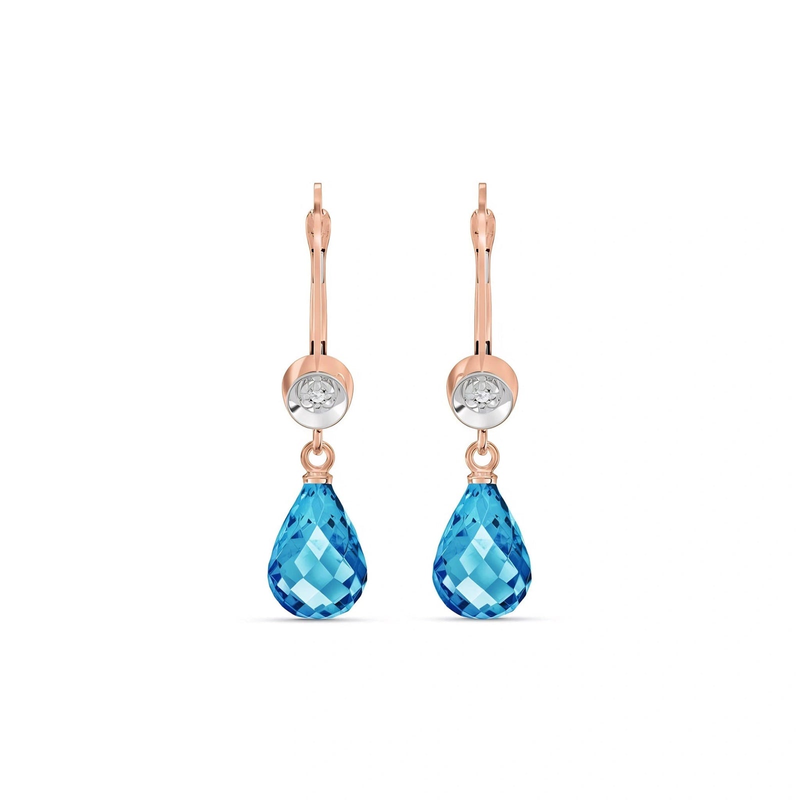 Rose Gold Earrings Blue Topaz 10K — Giuseppina