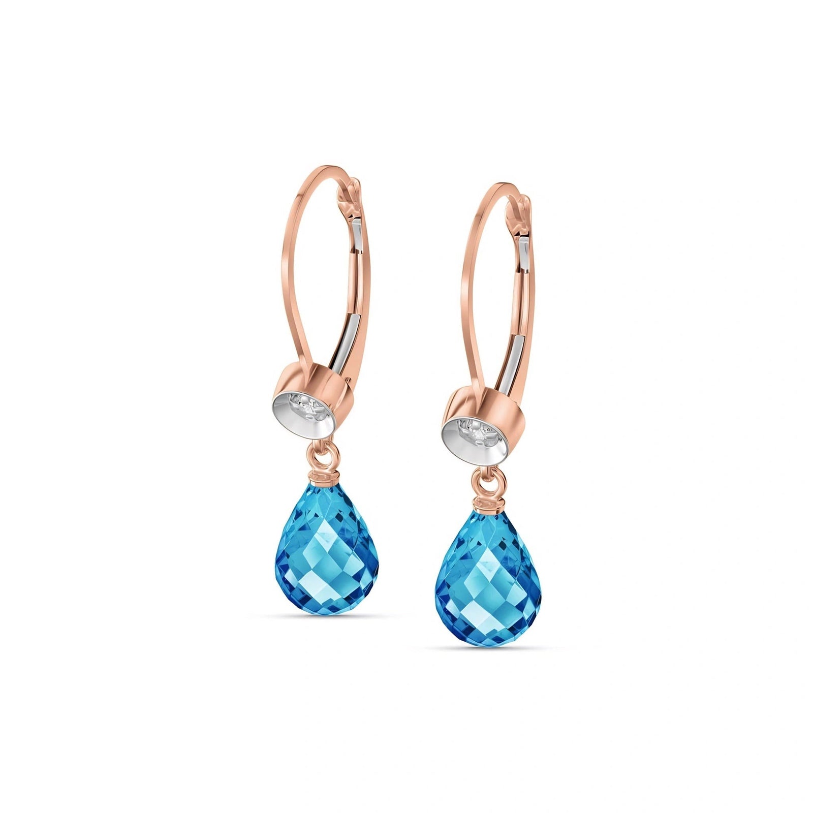 Rose Gold Earrings Blue Topaz 10K — Giuseppina