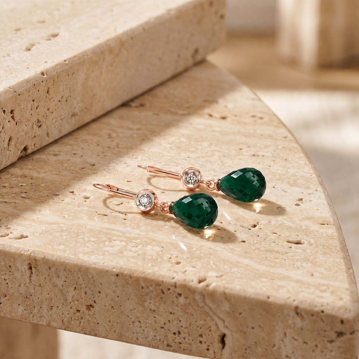 Rose Gold Earrings Blue Topaz 10K — Giuseppina
