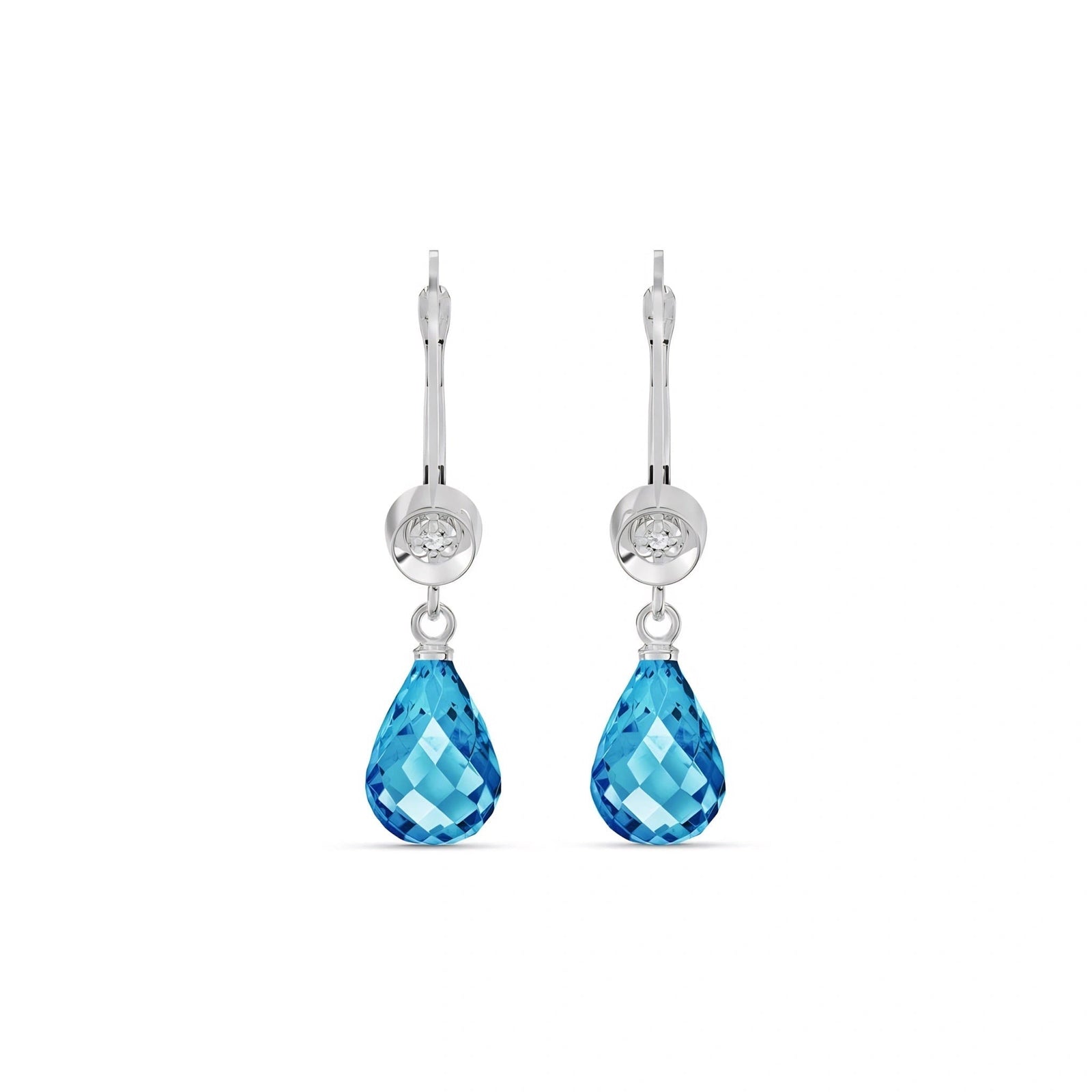 White Gold Earrings Blue Topaz 10K — Giuseppina