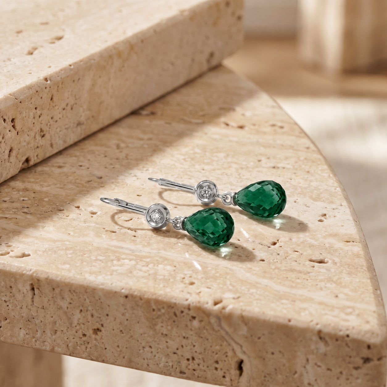 White Gold Earrings Blue Topaz 10K — Giuseppina