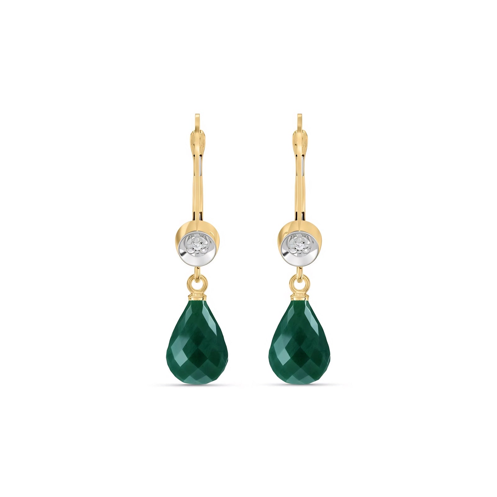 Yellow Gold Earrings Blue Topaz 10K — Giuseppina