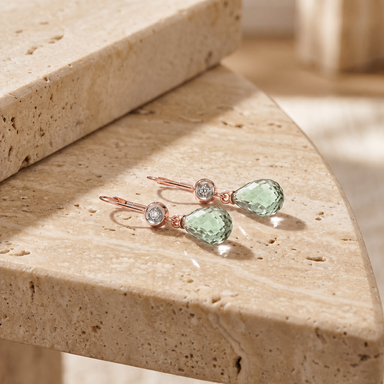 Rose Gold Earrings Pink Topaz 10K — Giuseppina