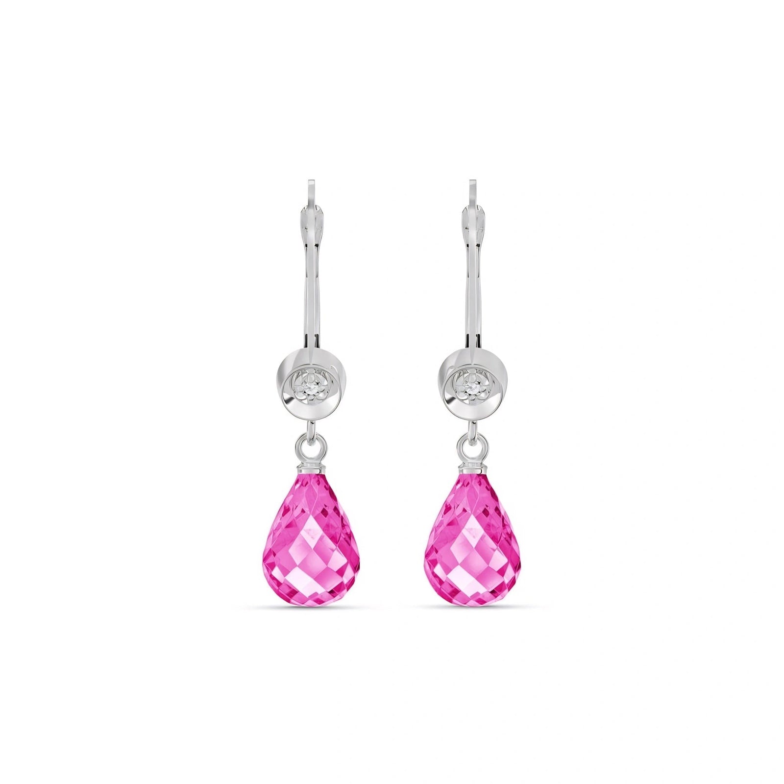 White Gold Earrings Pink Topaz 10K — Giuseppina