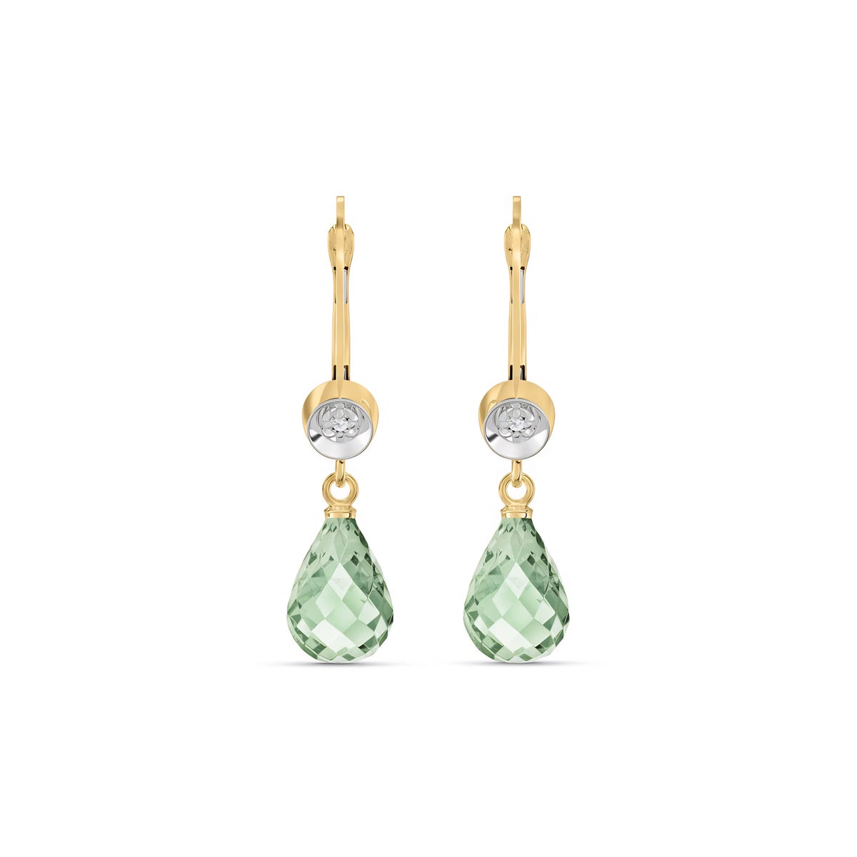 Yellow Gold Earrings Pink Topaz 10K — Giuseppina