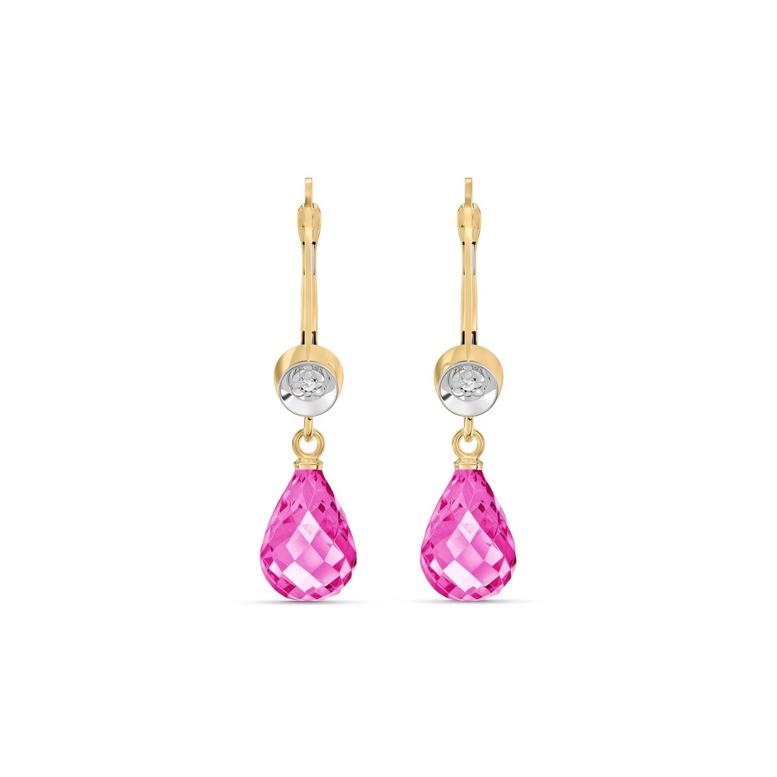 Yellow Gold Earrings Pink Topaz 10K — Giuseppina