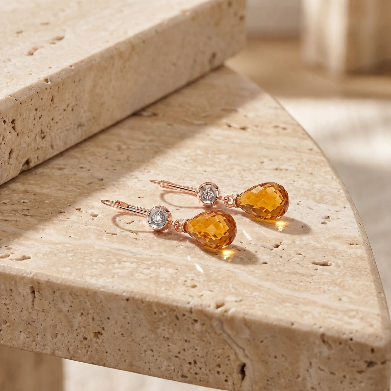Rose Gold Earrings Citrine 10K — Giuseppina