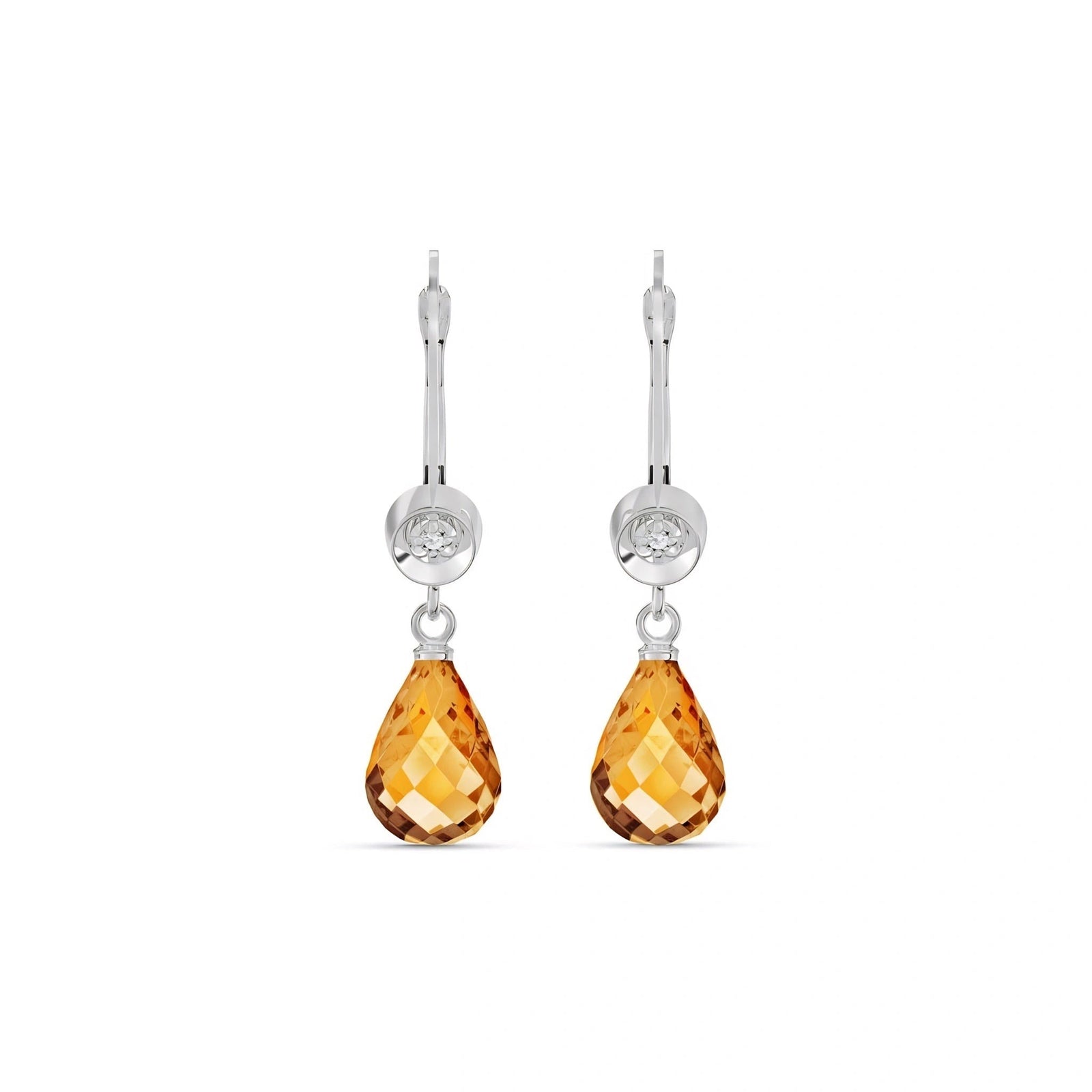 White Gold Earrings Citrine 10K — Giuseppina