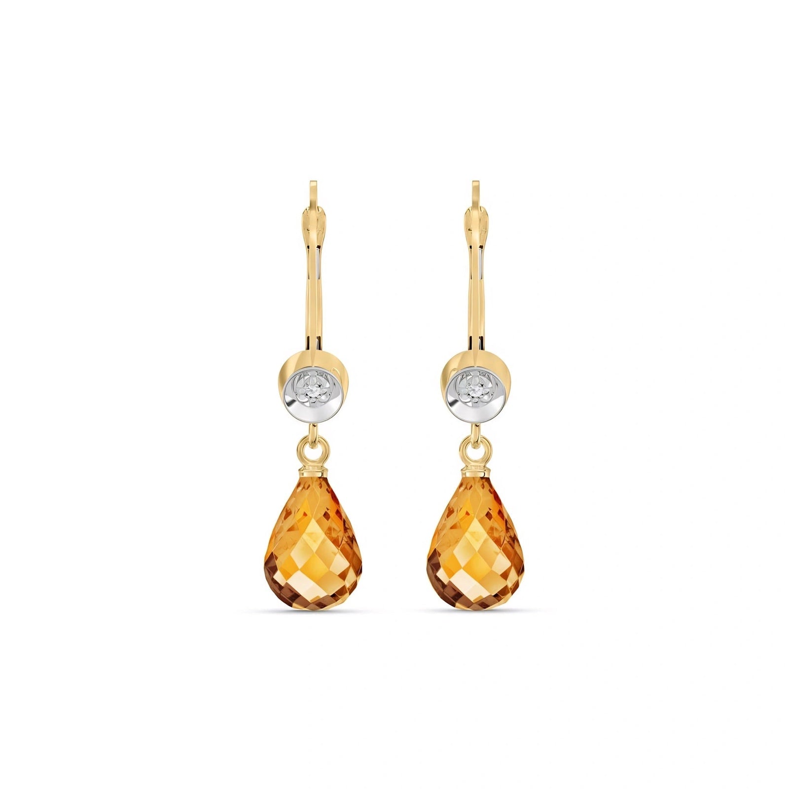 Yellow Gold Earrings Citrine 10K — Giuseppina