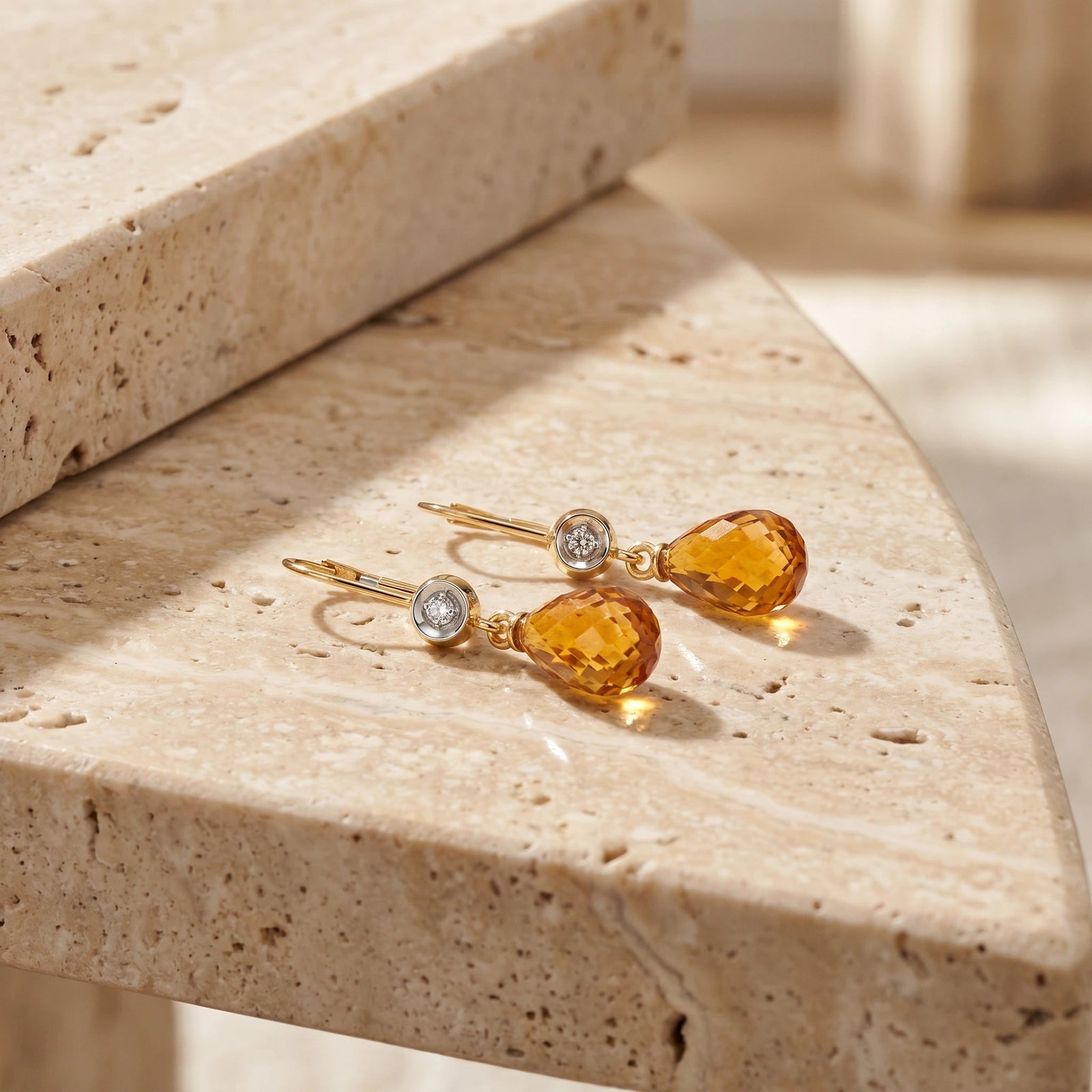 Yellow Gold Earrings Citrine 10K — Giuseppina