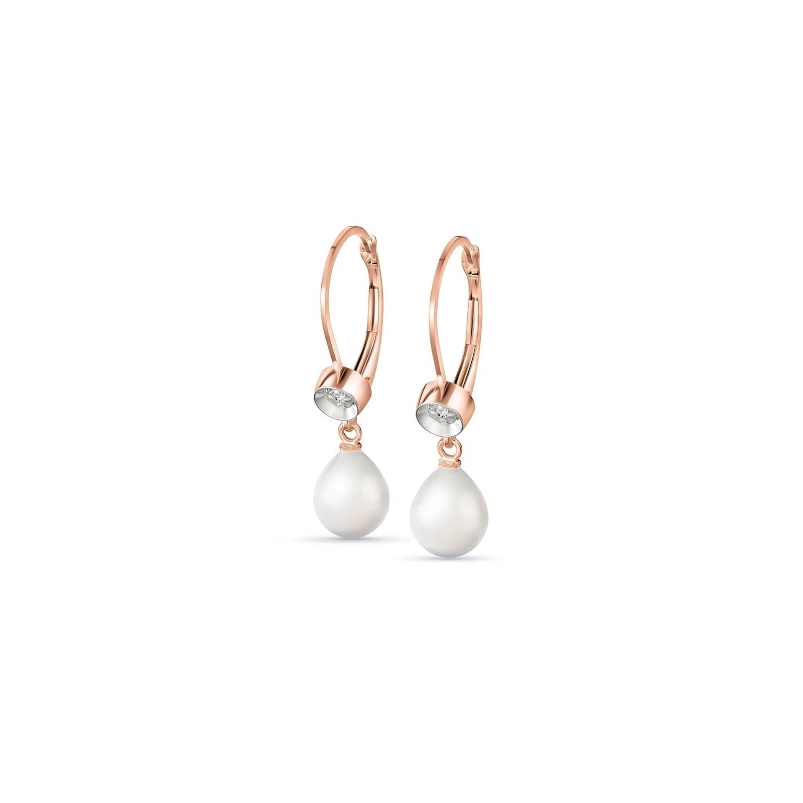 Rose Gold Earrings Pearl 10K — Giuseppina