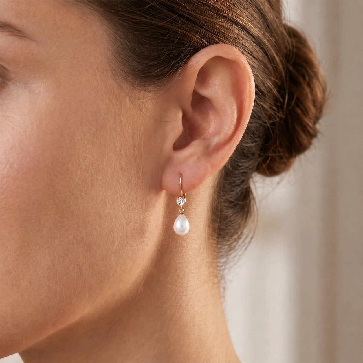 Rose Gold Earrings Pearl 10K — Giuseppina