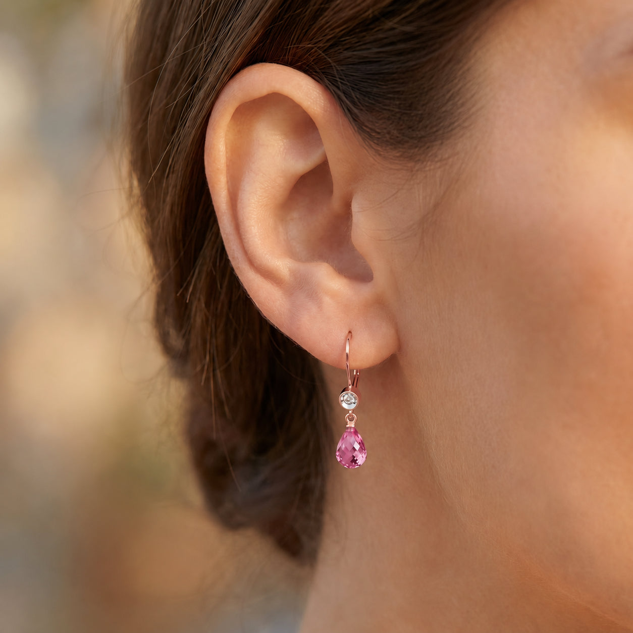 Rose Gold Earrings Pearl 10K — Giuseppina