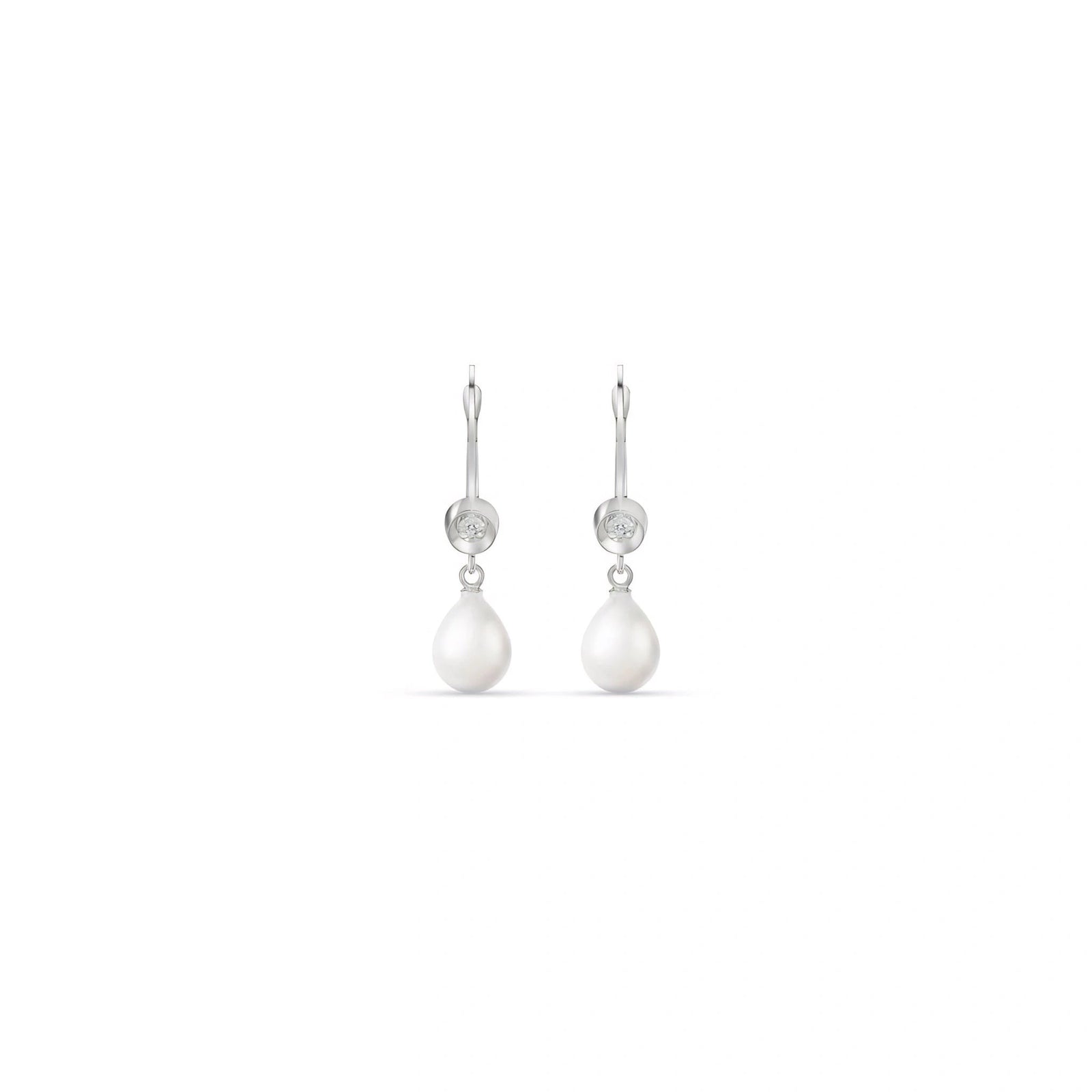 White Gold Earrings Pearl 10K — Giuseppina