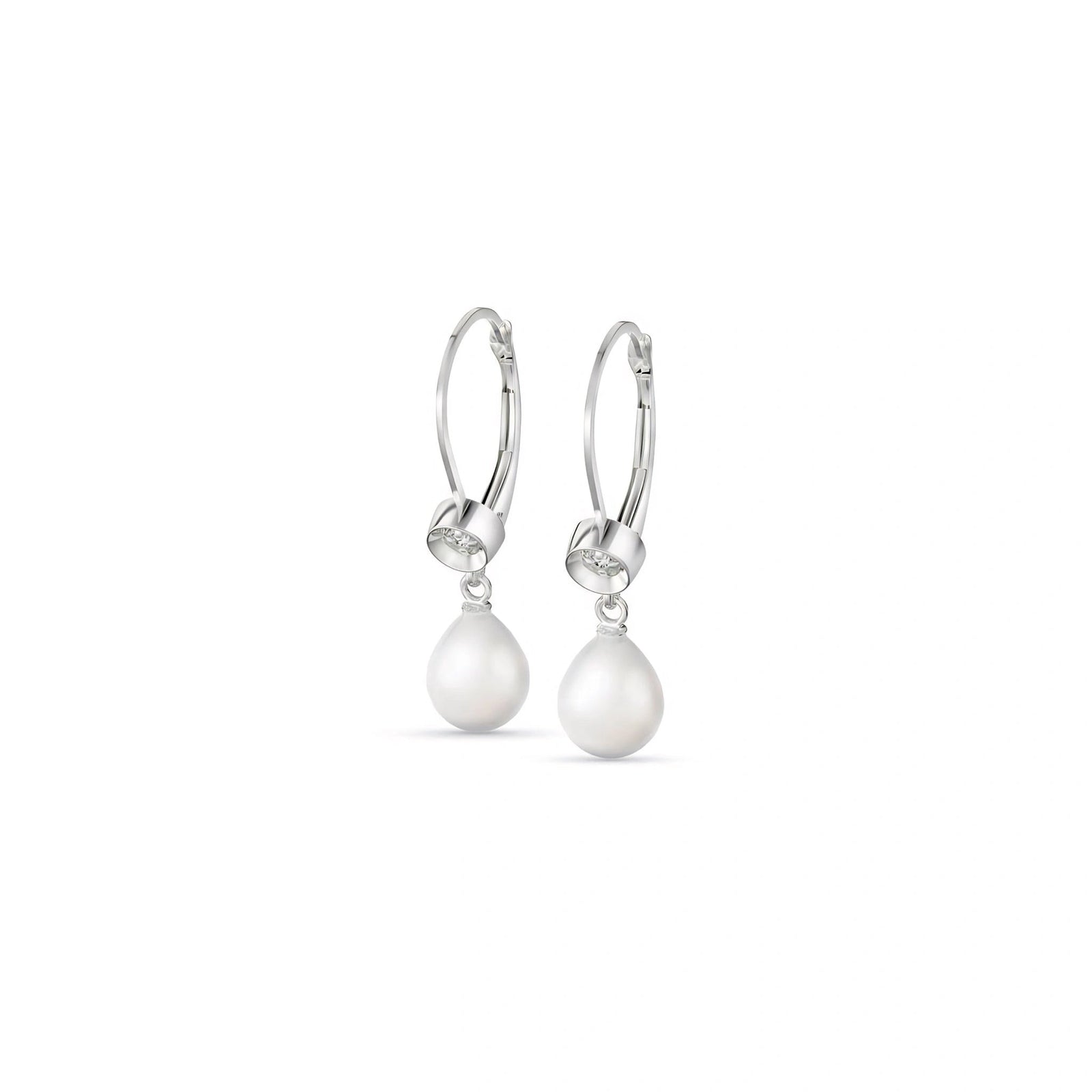 White Gold Earrings Pearl 10K — Giuseppina