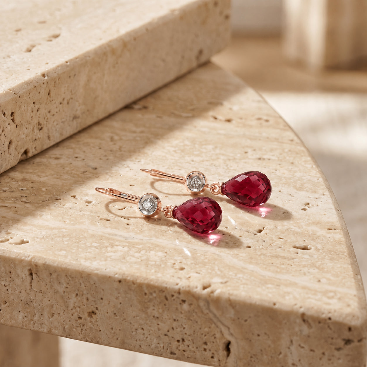 Rose Gold Earrings Ruby 10K — Giuseppina