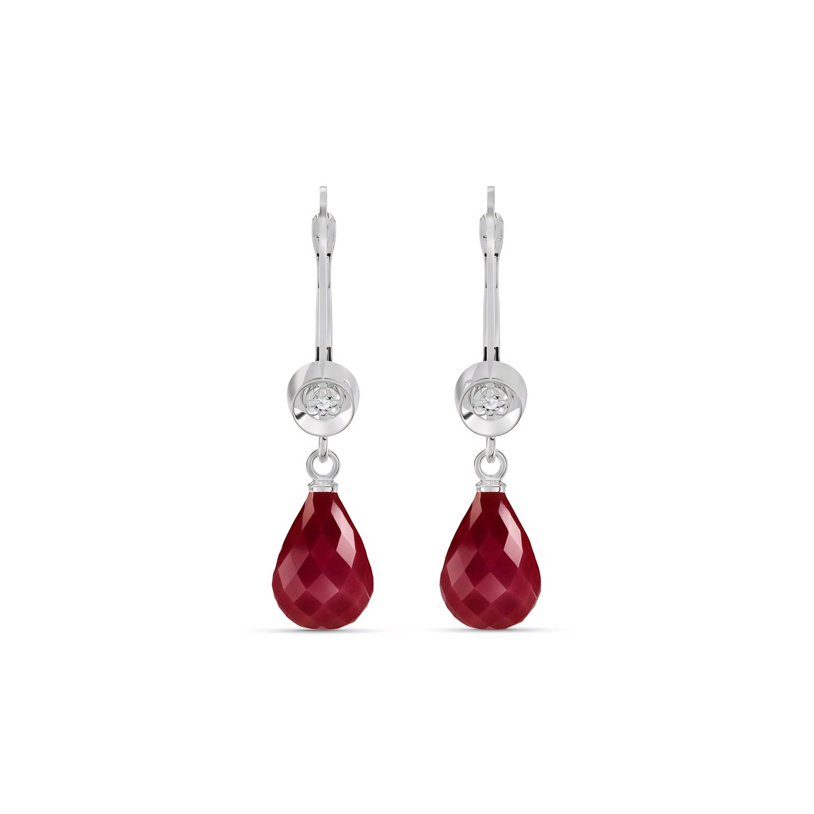 White Gold Earrings Ruby 10K — Giuseppina