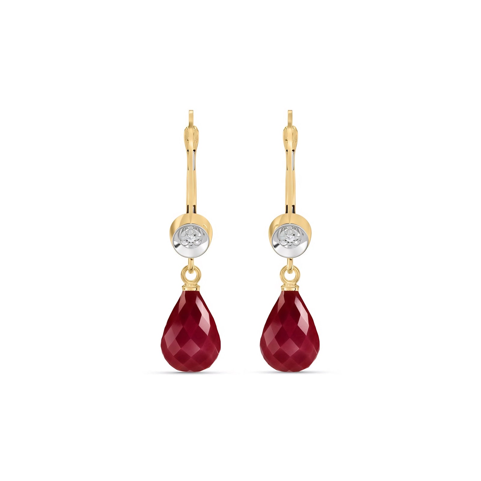Yellow Gold Earrings Ruby 10K — Giuseppina