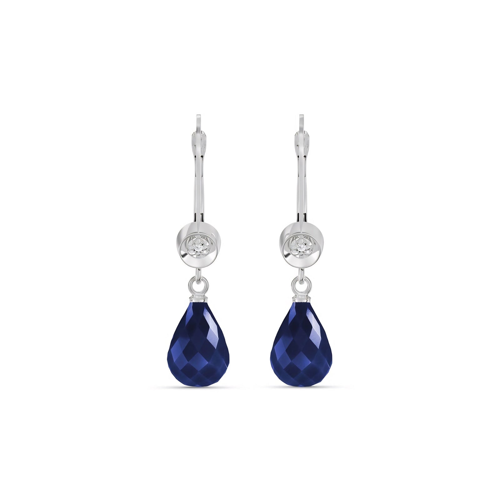 White Gold Earrings Sapphire 10K — Giuseppina