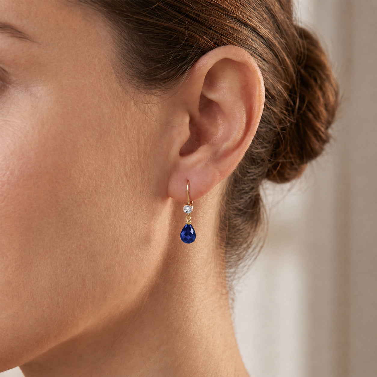 Yellow Gold Earrings Sapphire 10K — Giuseppina