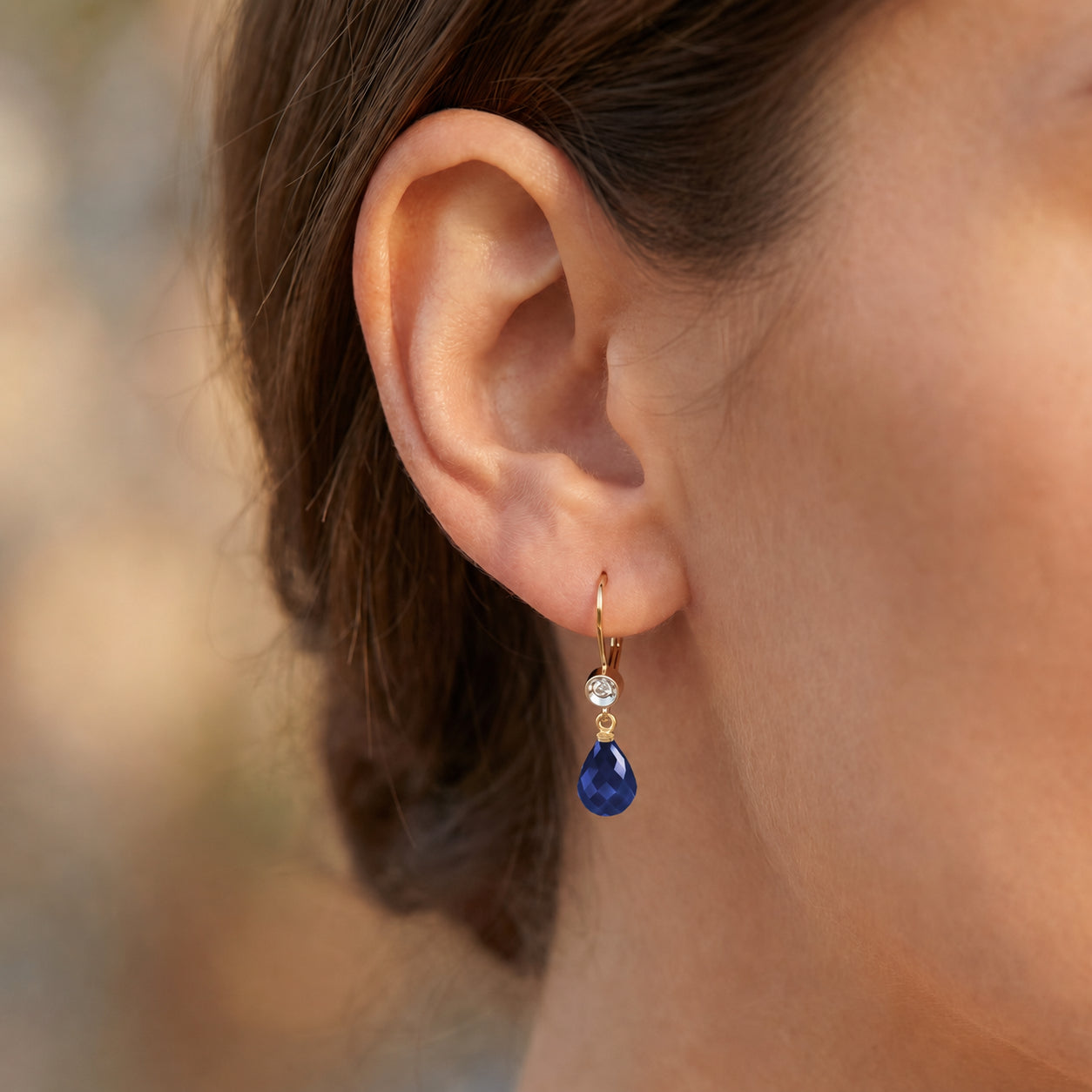 Yellow Gold Earrings Sapphire 10K — Giuseppina