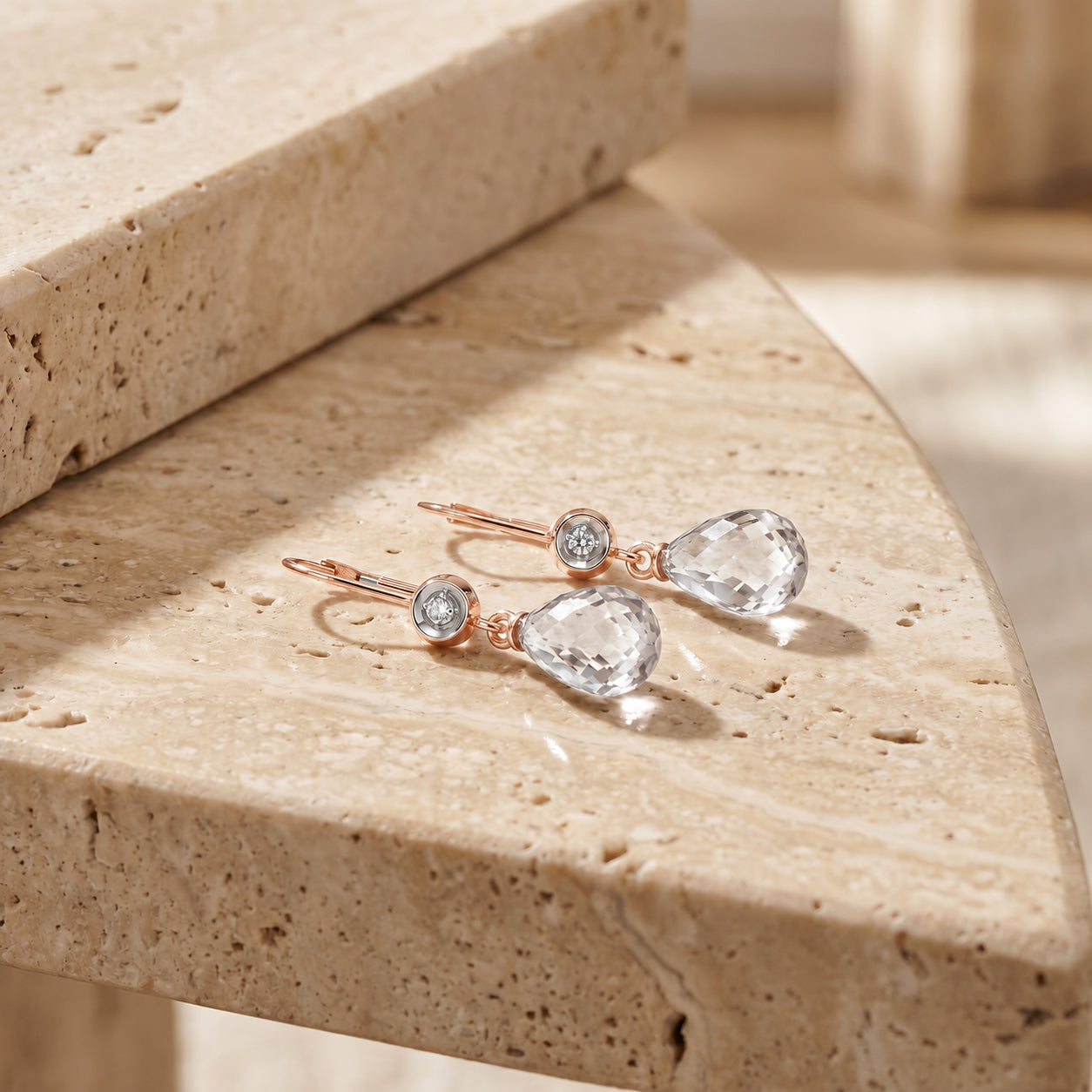 Rose Gold Earrings Emerald 10K — Giuseppina
