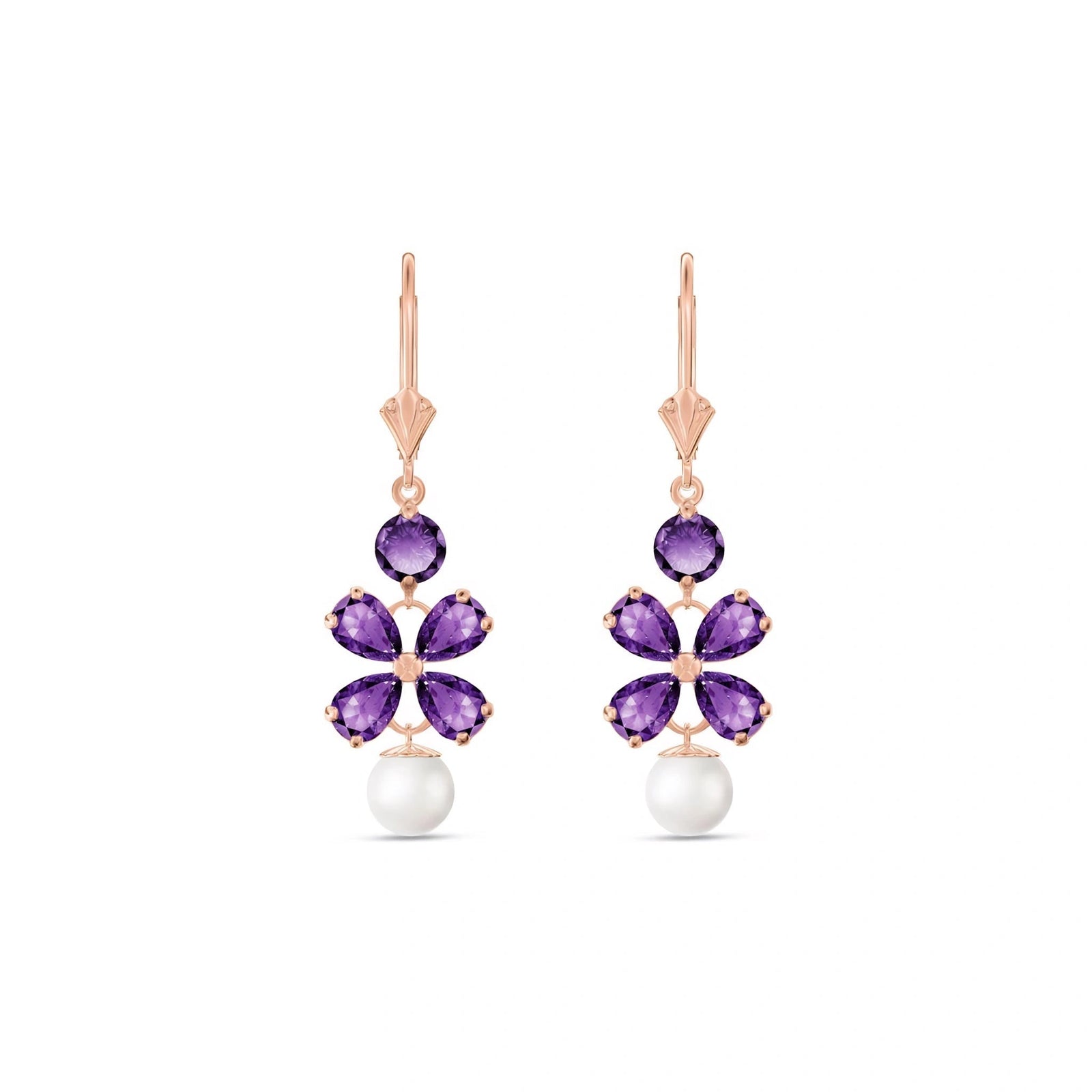 Rose Gold Grace Earrings Amethyst 10K — Florinda