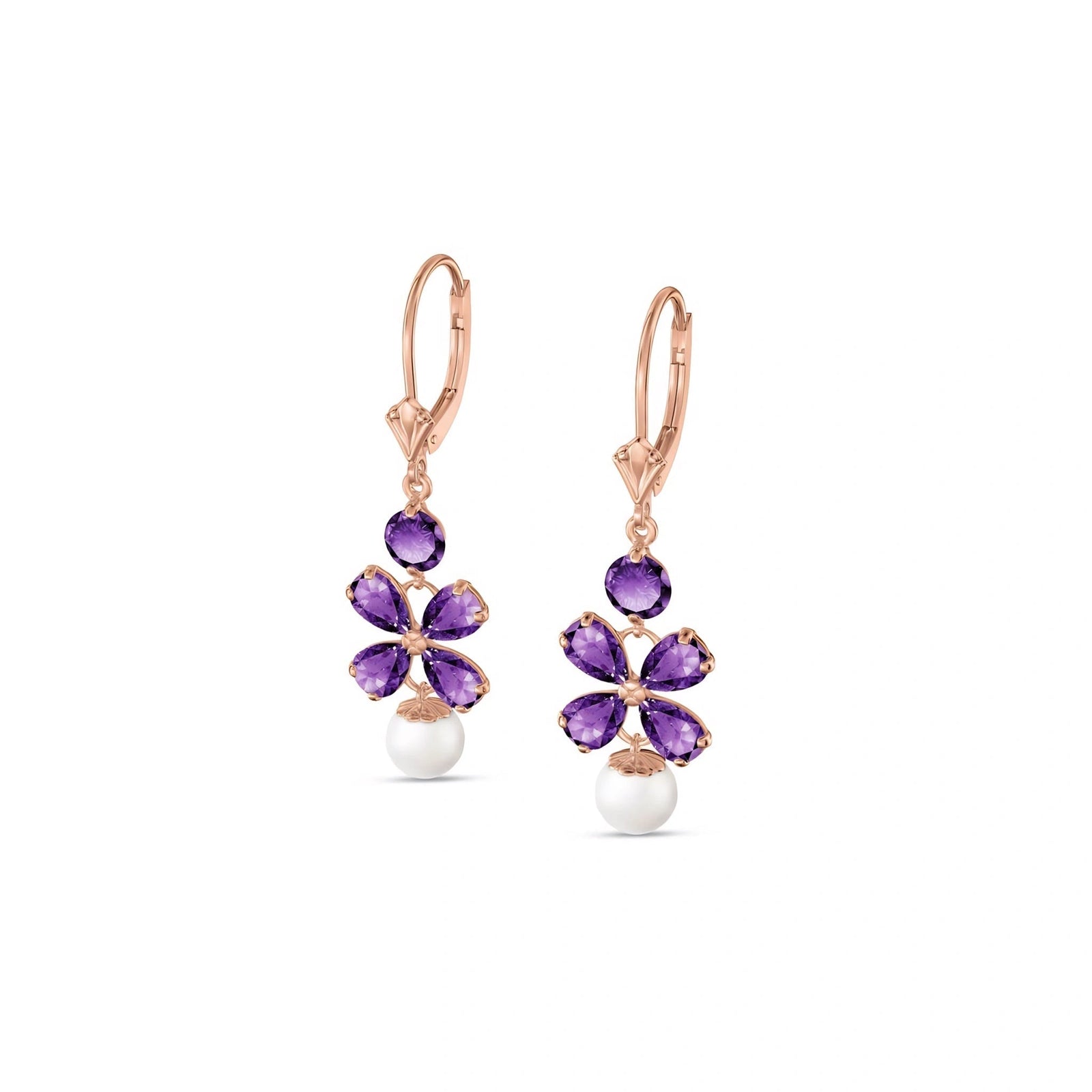 Rose Gold Grace Earrings Amethyst 10K — Florinda