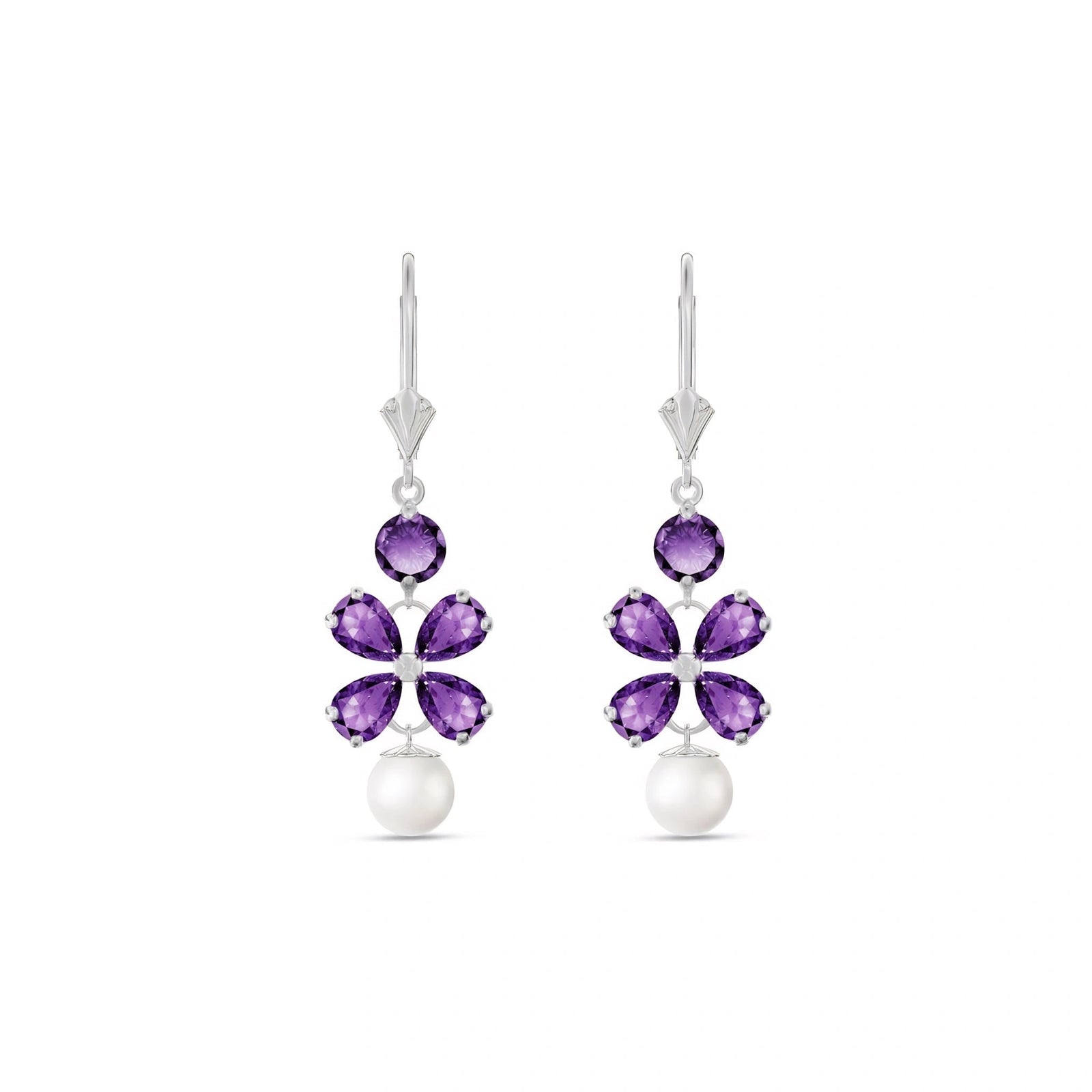White Gold Grace Earrings Amethyst 10K — Florinda