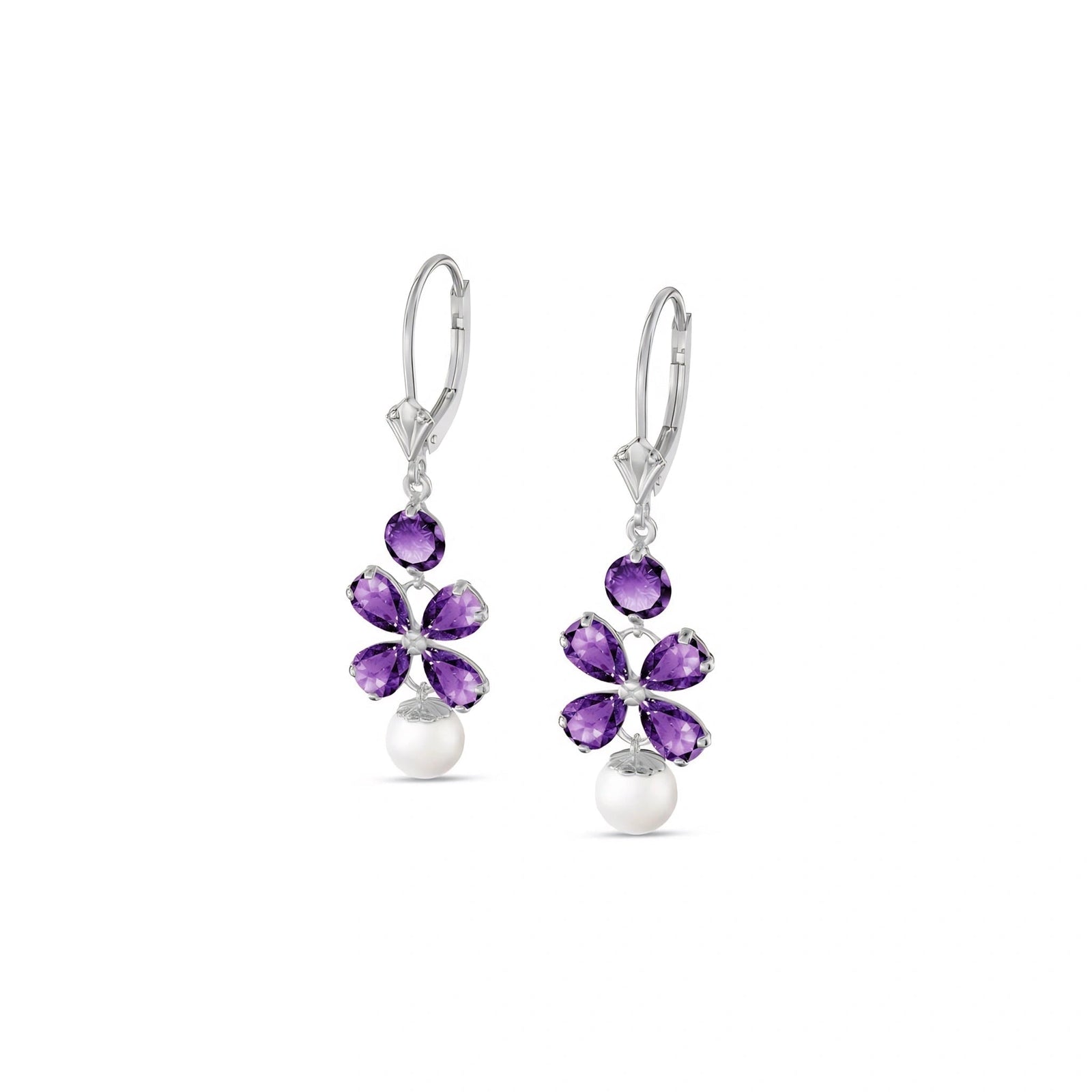 White Gold Grace Earrings Amethyst 10K — Florinda