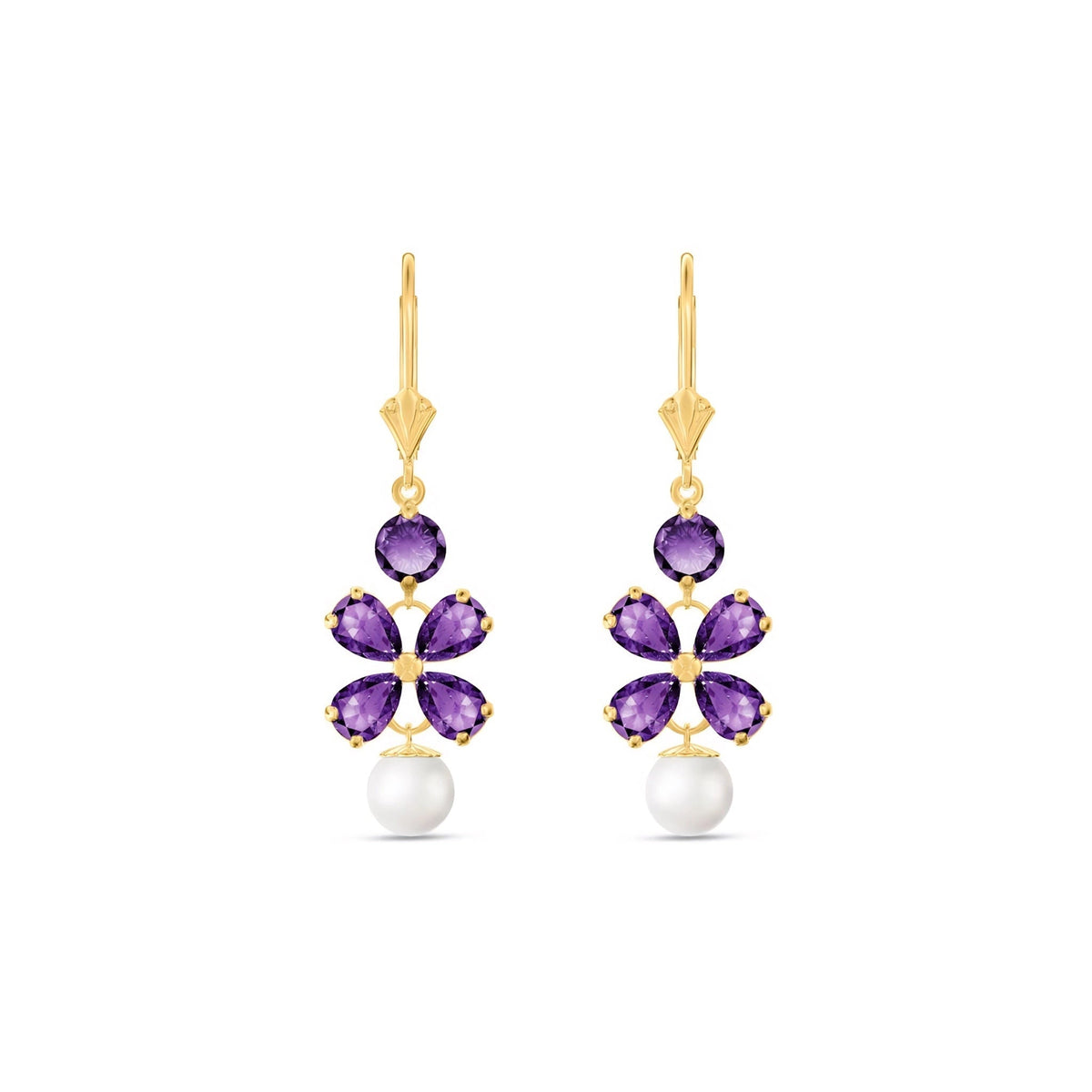 Yellow Gold Grace Earrings Amethyst 10K — Florinda