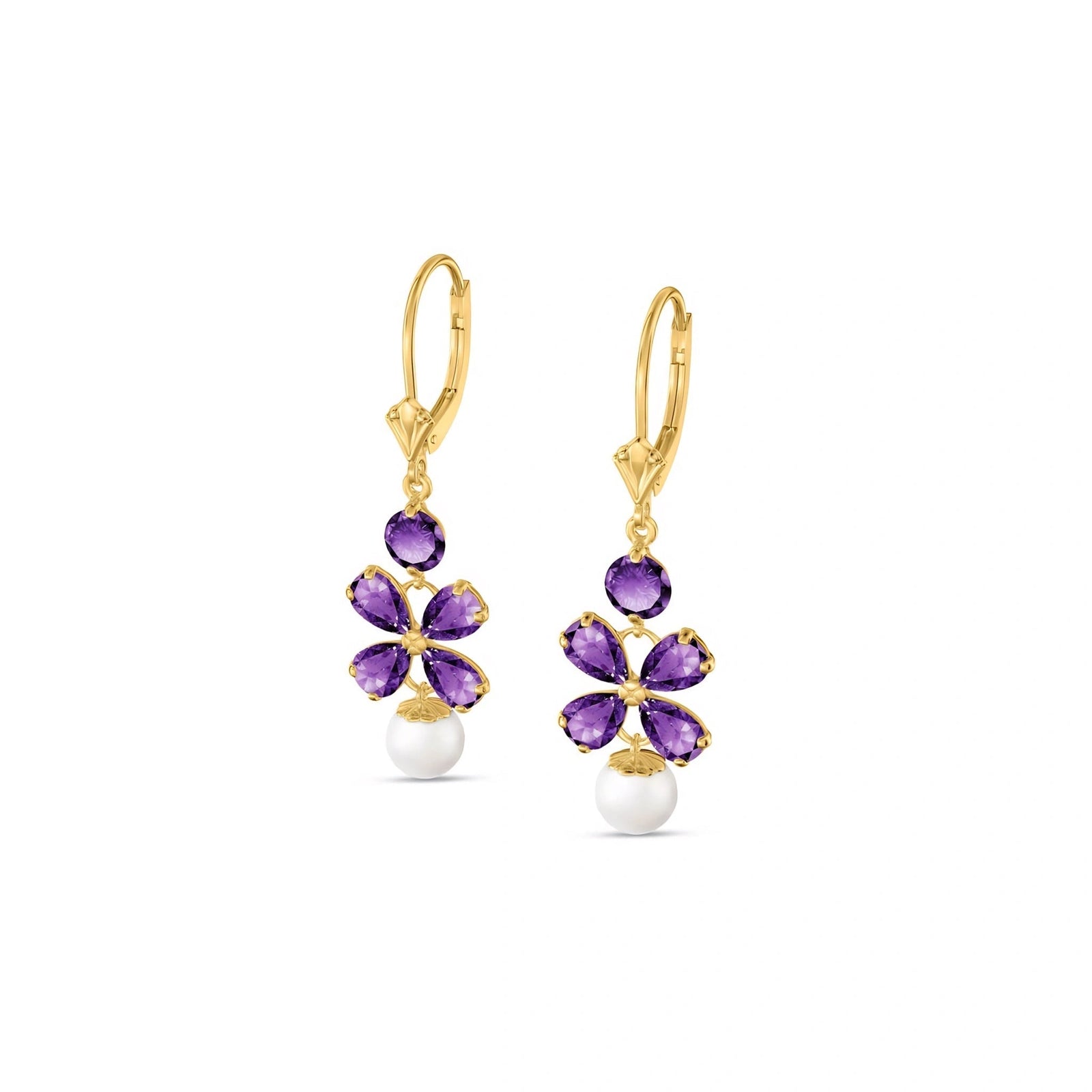 Yellow Gold Grace Earrings Amethyst 10K — Florinda