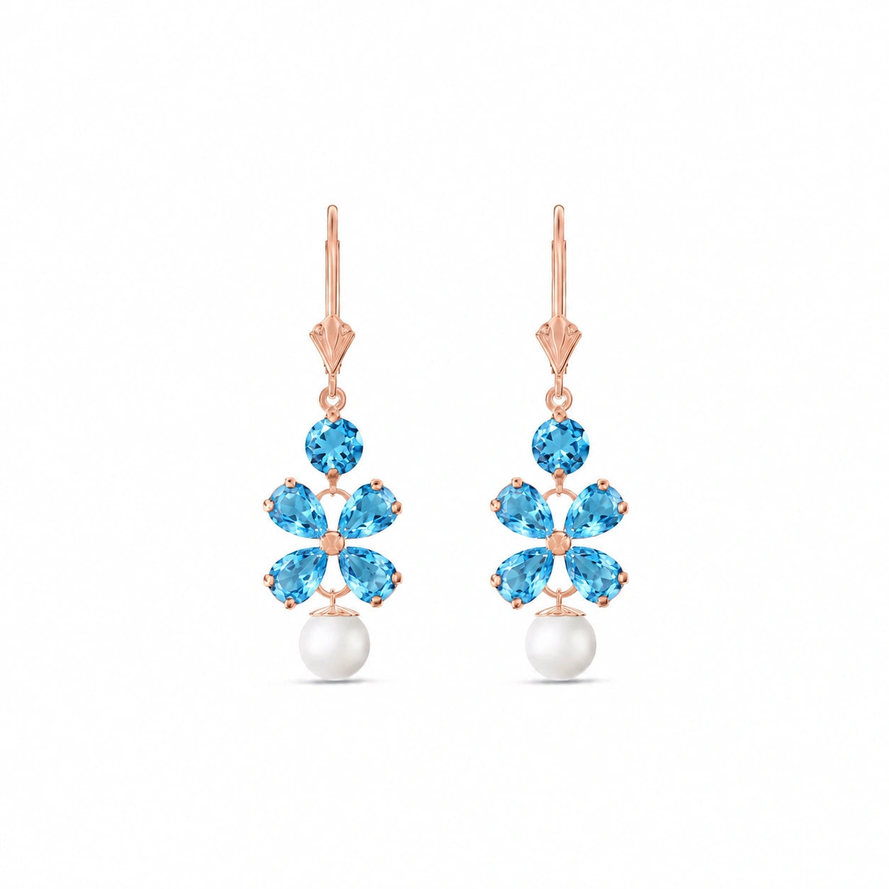 Rose Gold Grace Earrings Blue Topaz 10K — Florinda