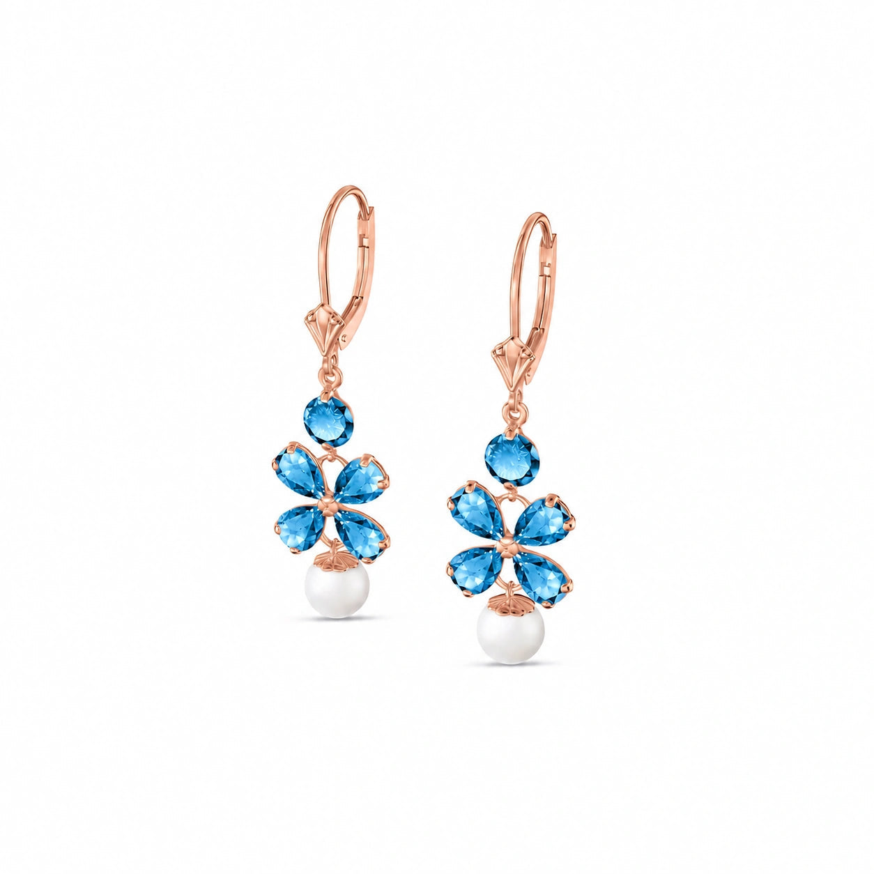 Rose Gold Grace Earrings Blue Topaz 10K — Florinda