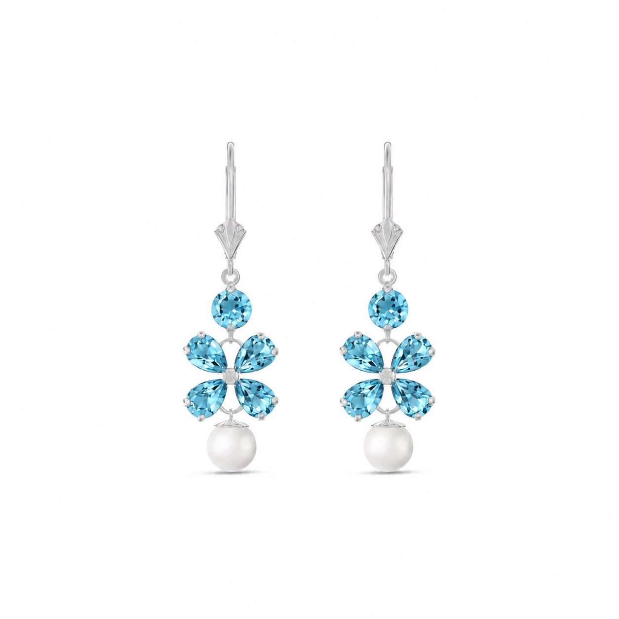 White Gold Grace Earrings Blue Topaz 10K — Florinda