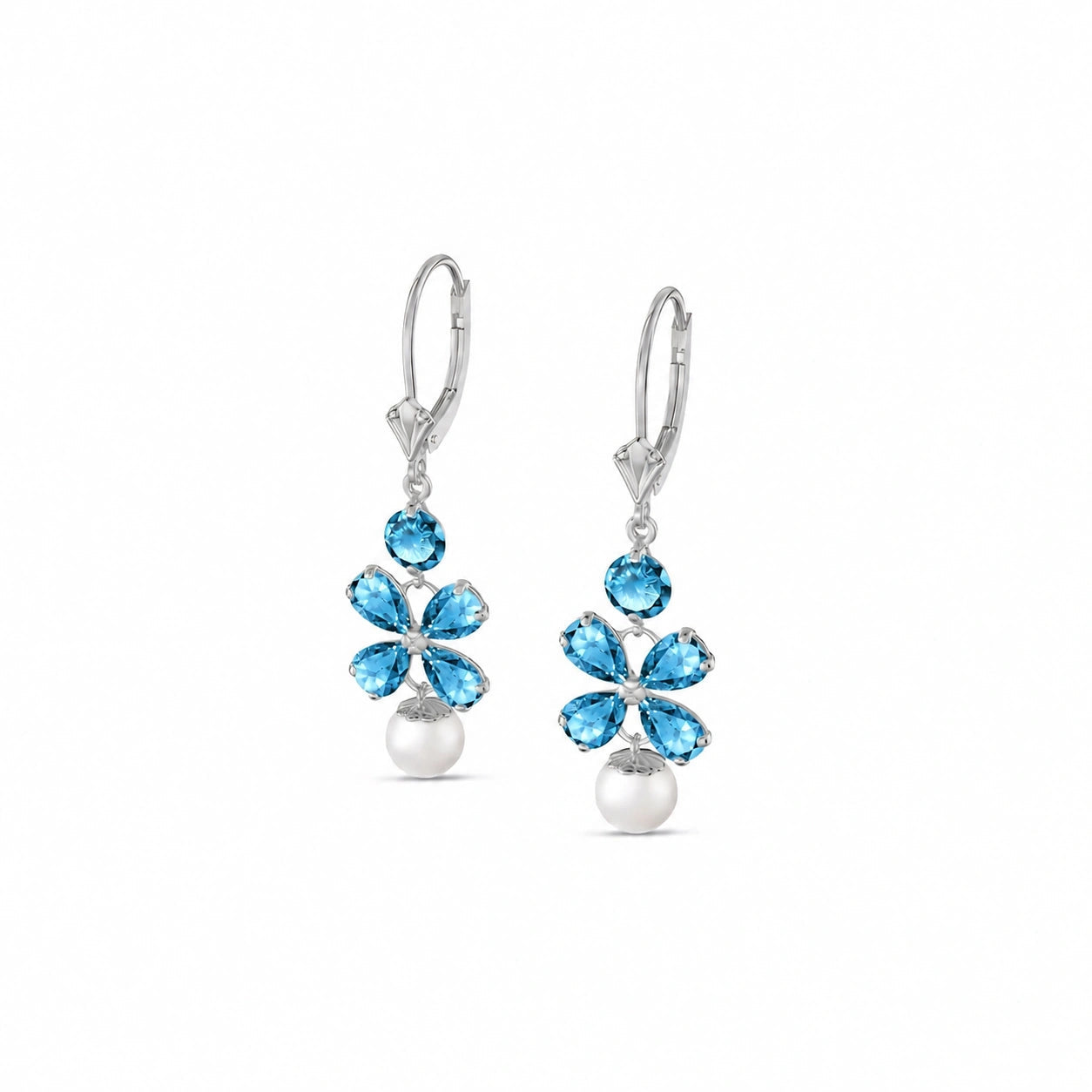 White Gold Grace Earrings Blue Topaz 10K — Florinda