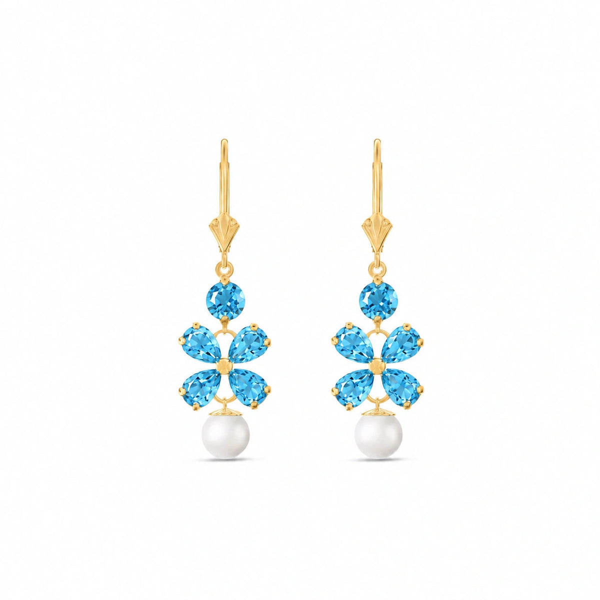 Yellow Gold Grace Earrings Blue Topaz 10K — Florinda
